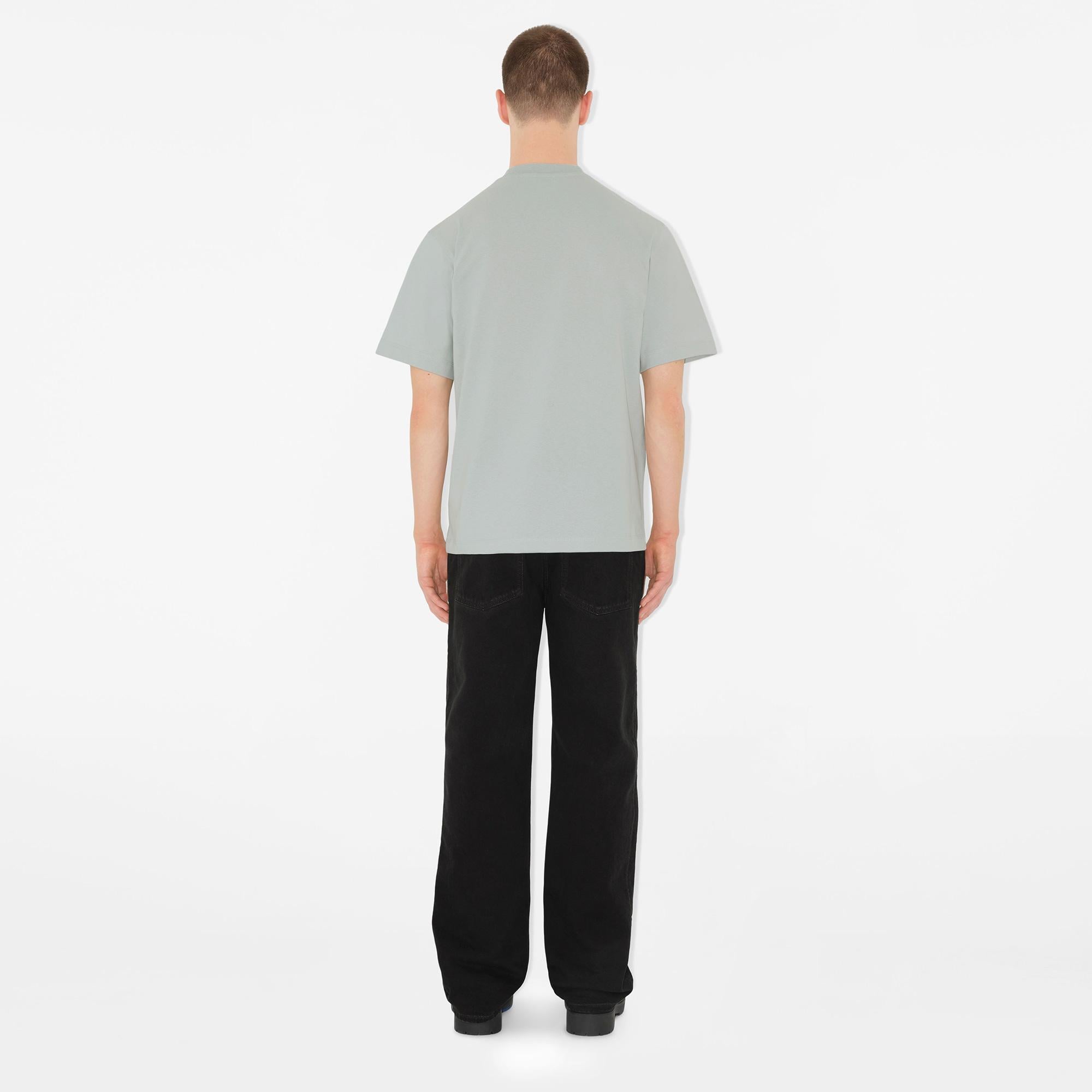 Burberry For Cotton Erkek Gri T-Shirt
