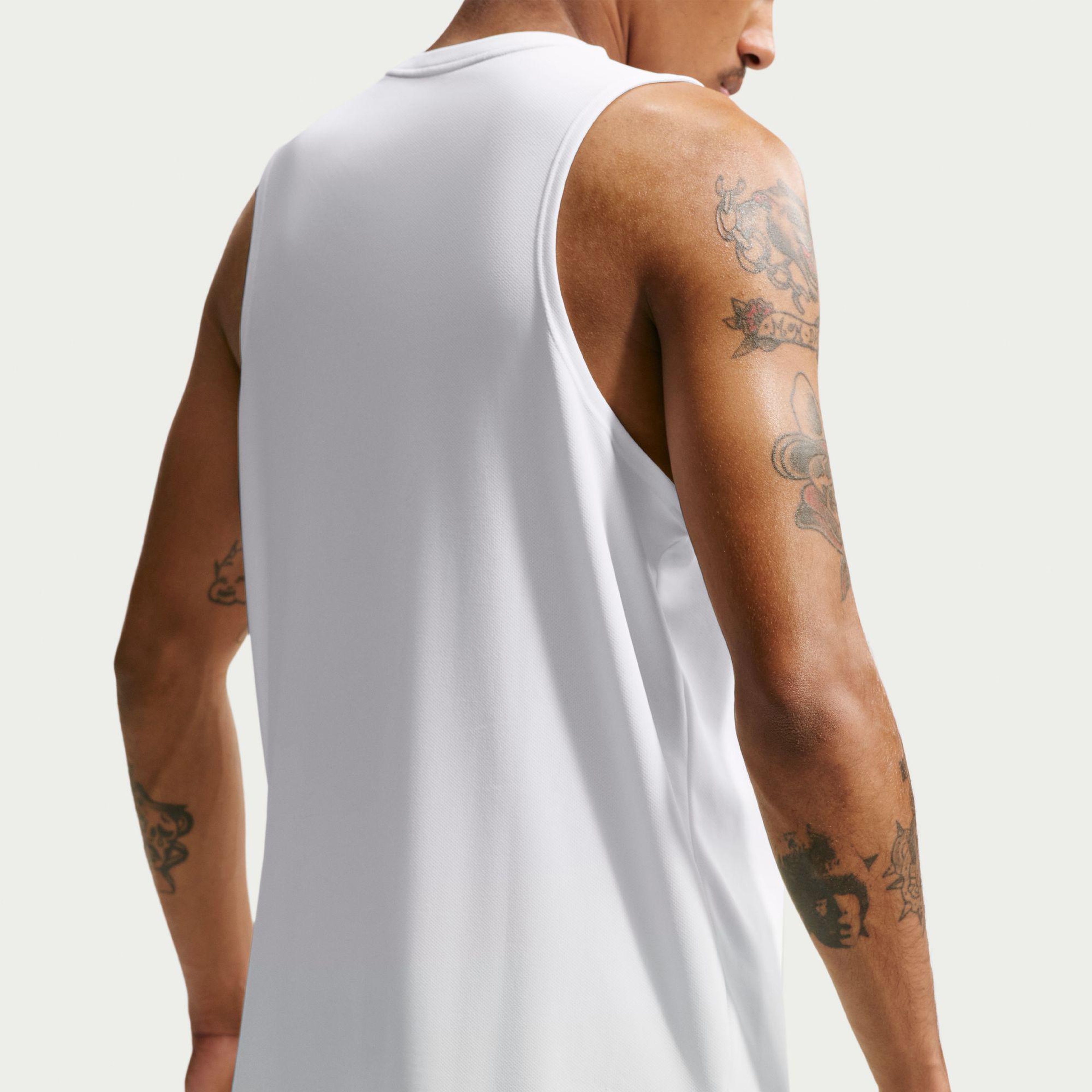 Nike Dri-Fit Miler Erkek Beyaz Kolsuz T-Shirt