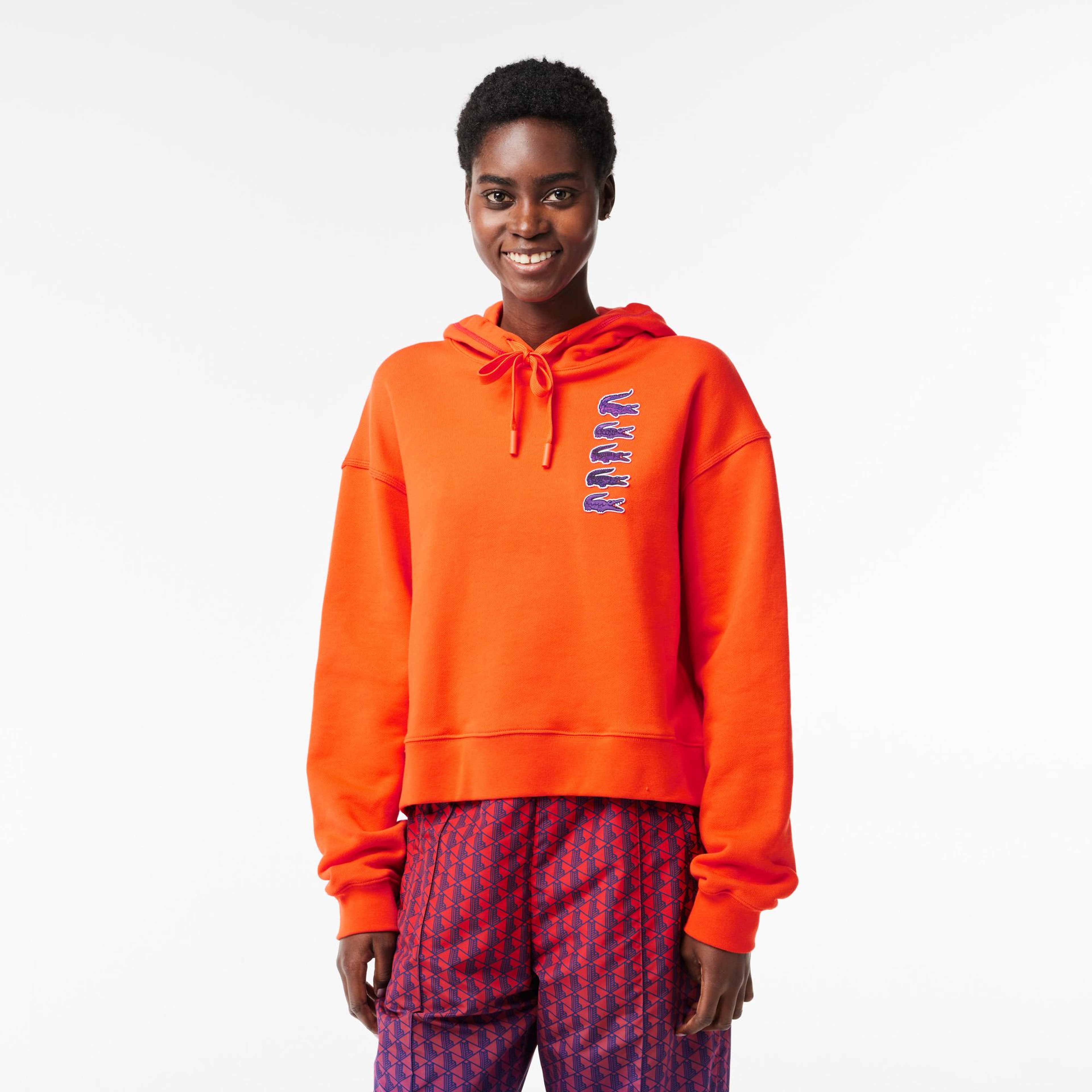 Kadın Relaxed Fit Kapüşonlu Turuncu Sweatshirt