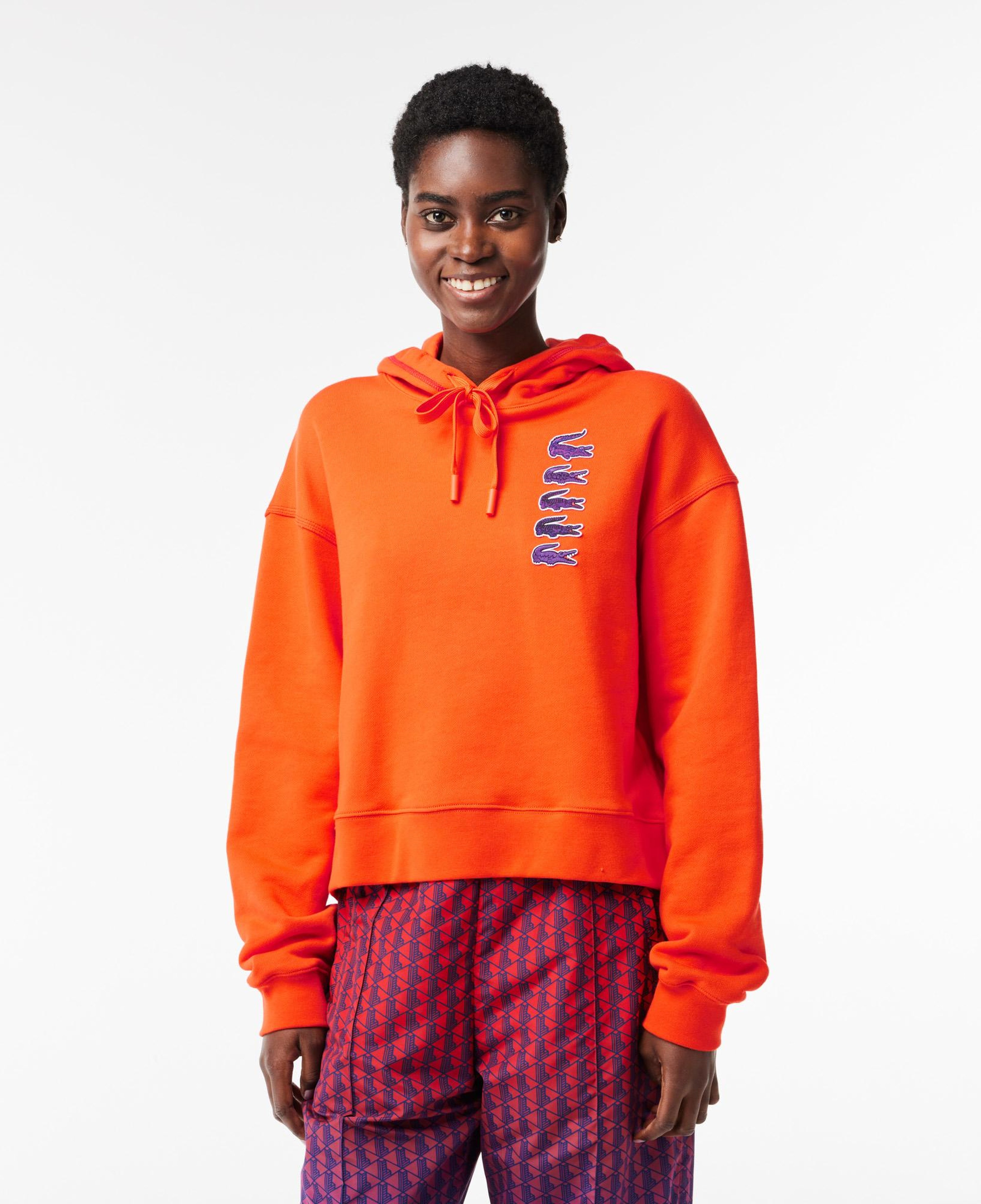 Kadın Relaxed Fit Kapüşonlu Turuncu Sweatshirt