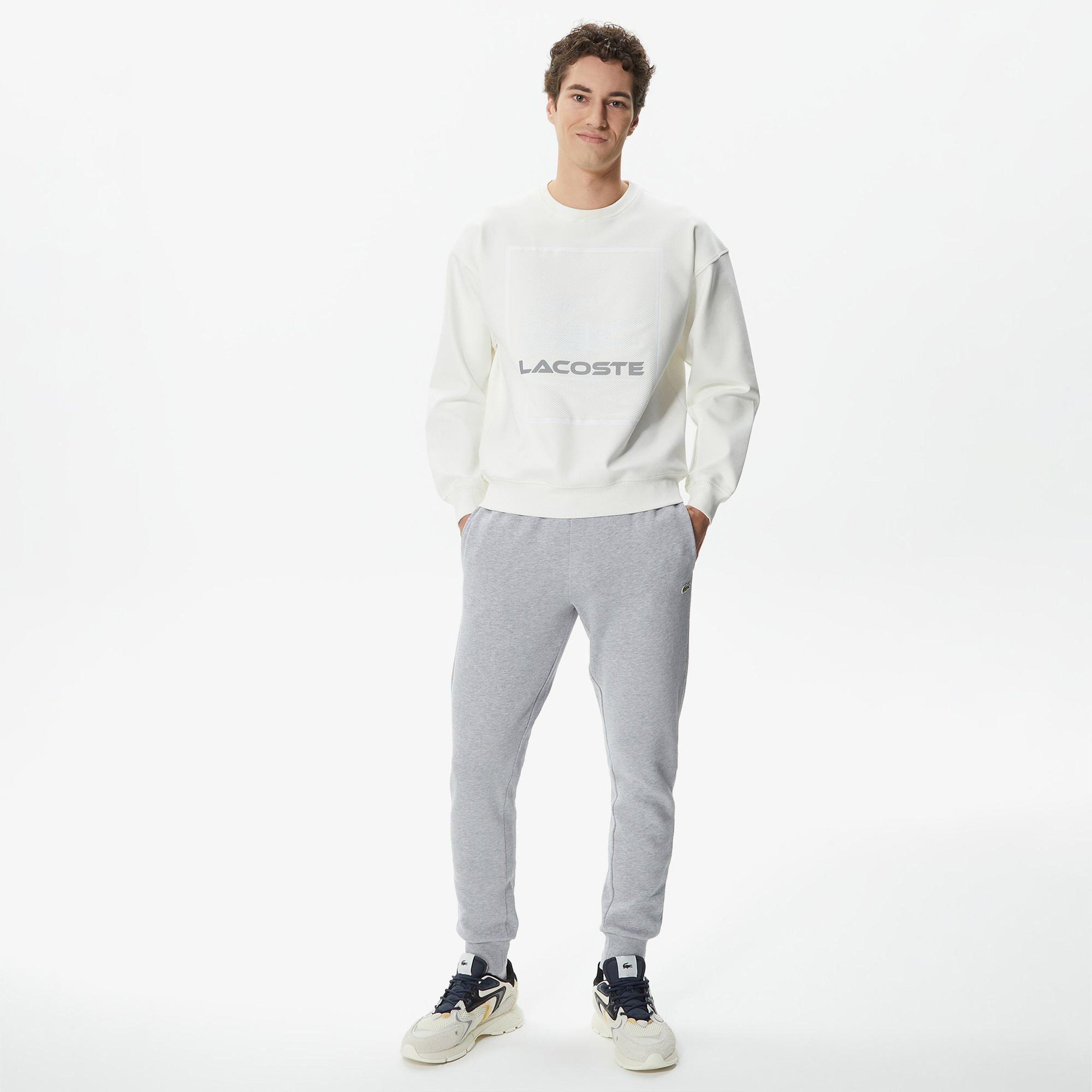 Erkek Relaxed Fit Bisiklet Yaka Baskılı Ekru Sweatshirt
