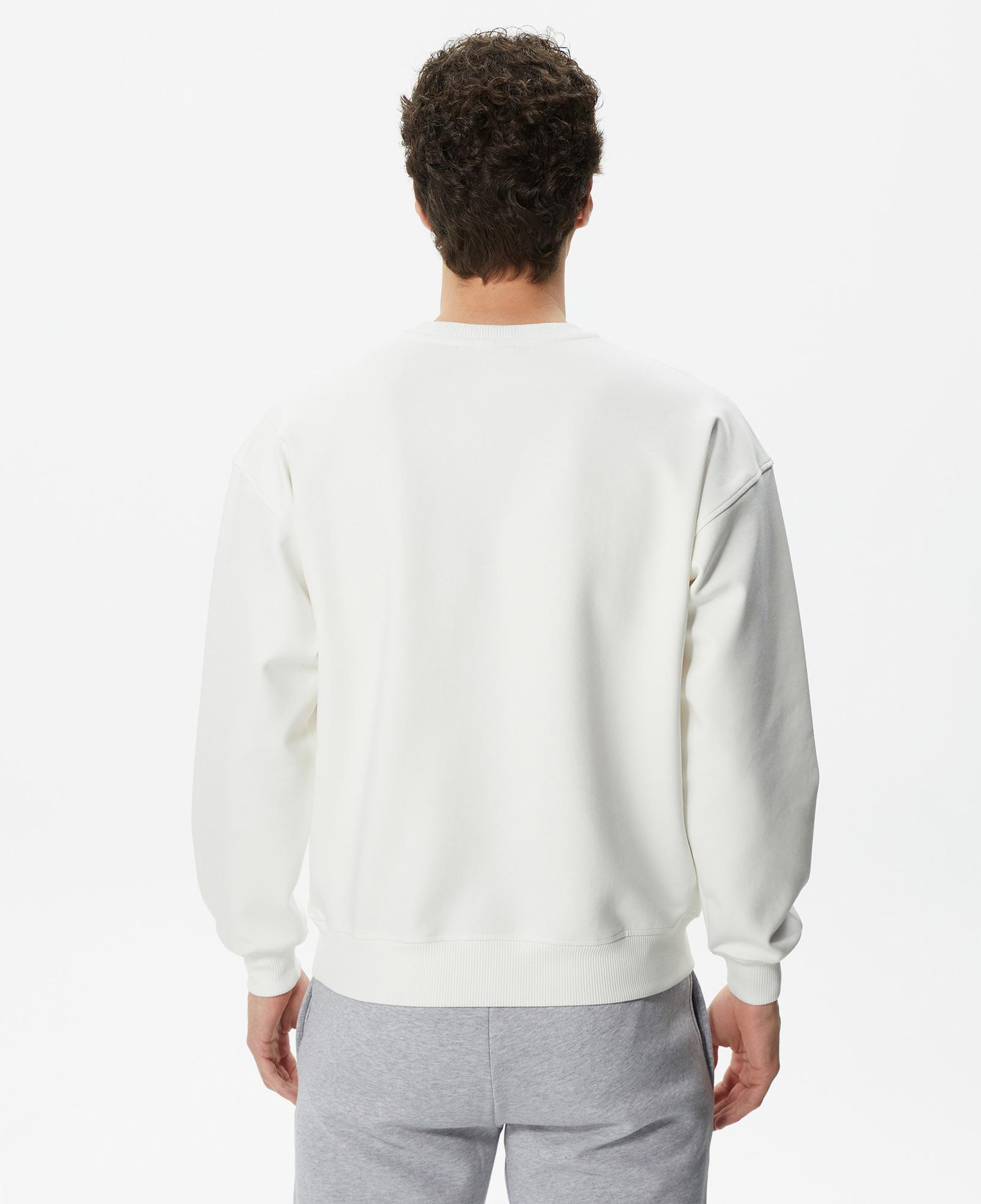 Erkek Relaxed Fit Bisiklet Yaka Baskılı Ekru Sweatshirt