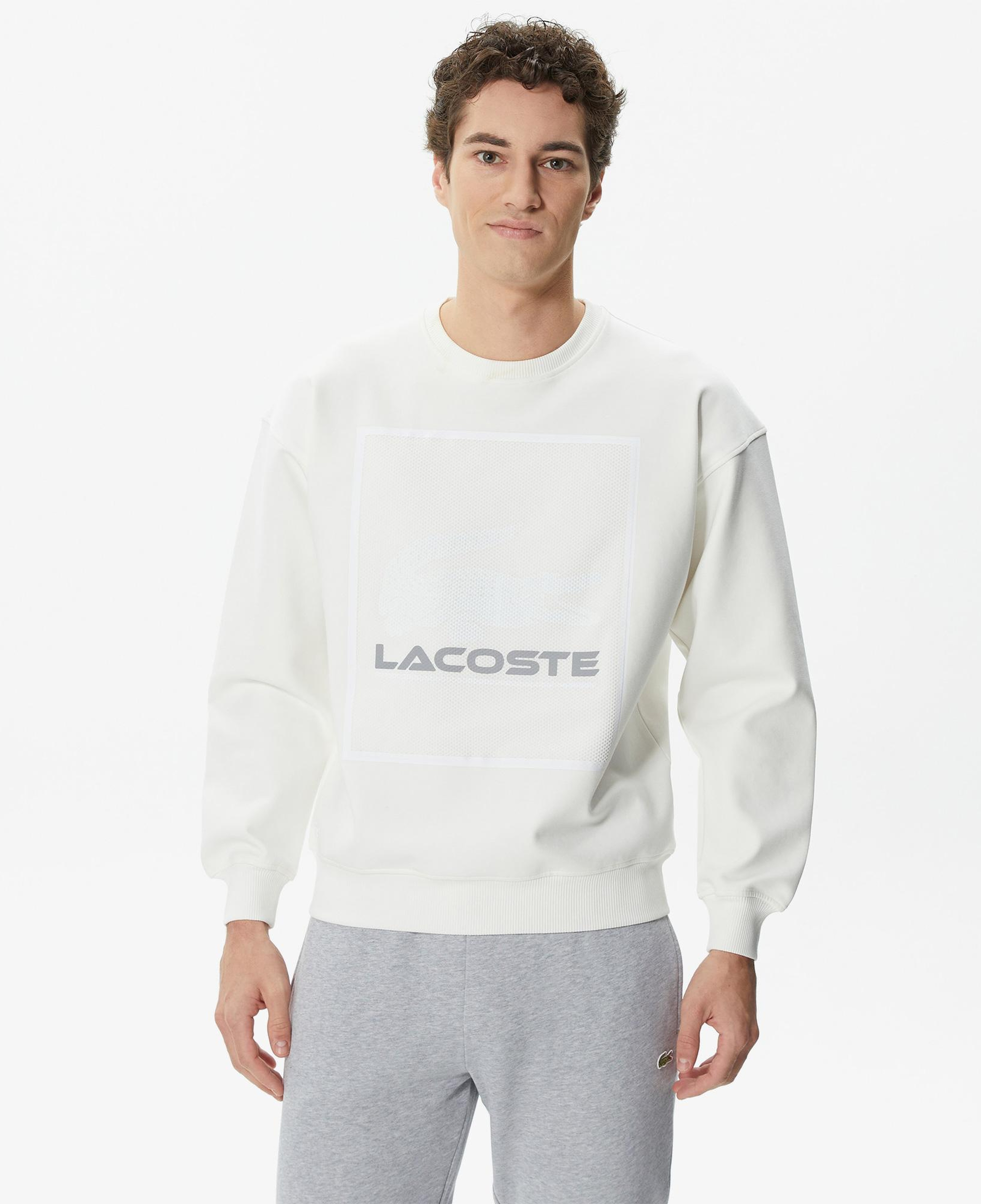 Erkek Relaxed Fit Bisiklet Yaka Baskılı Ekru Sweatshirt