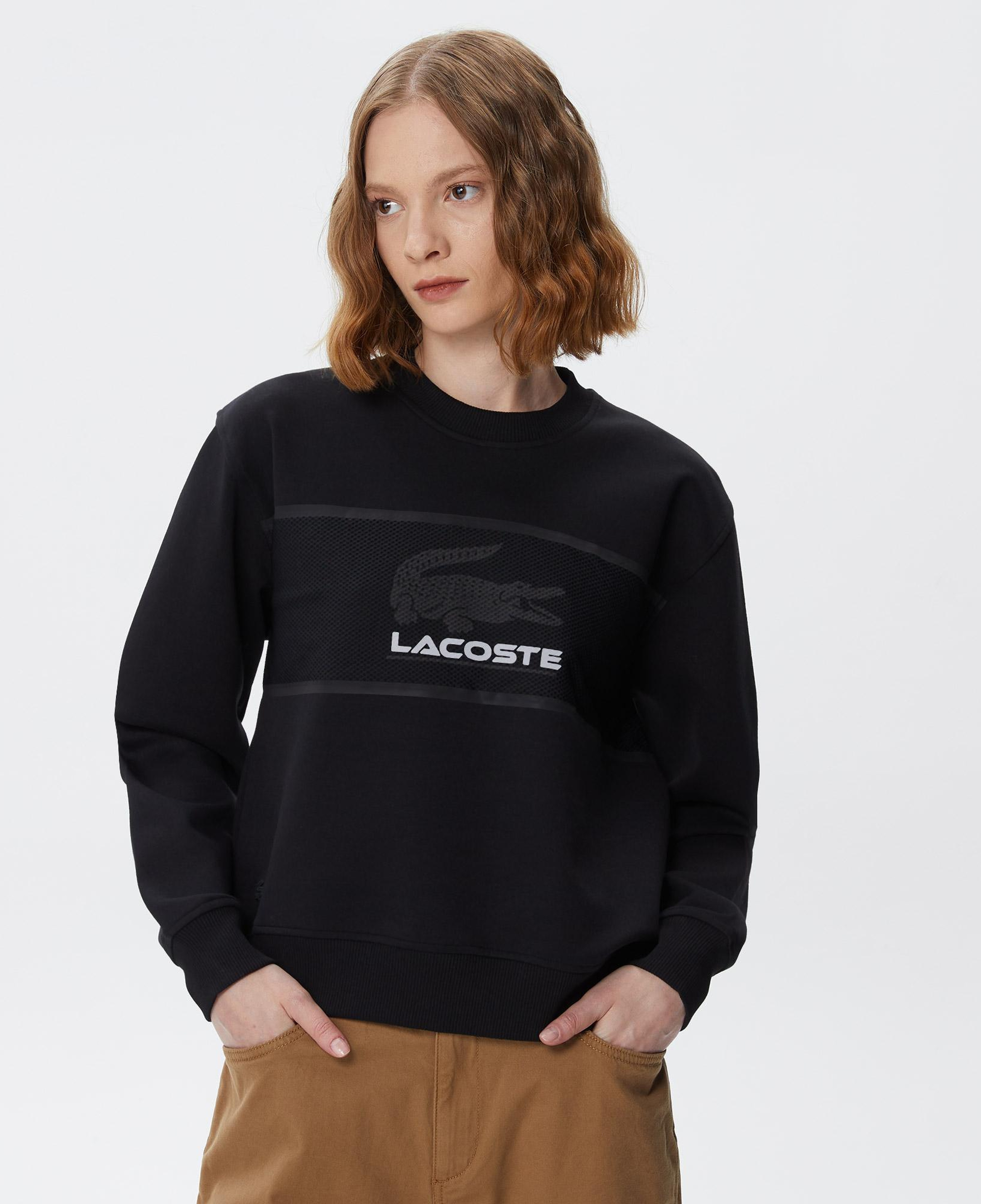 Kadın Relaxed Fit Bisiklet Yaka Baskılı Siyah Sweatshirt