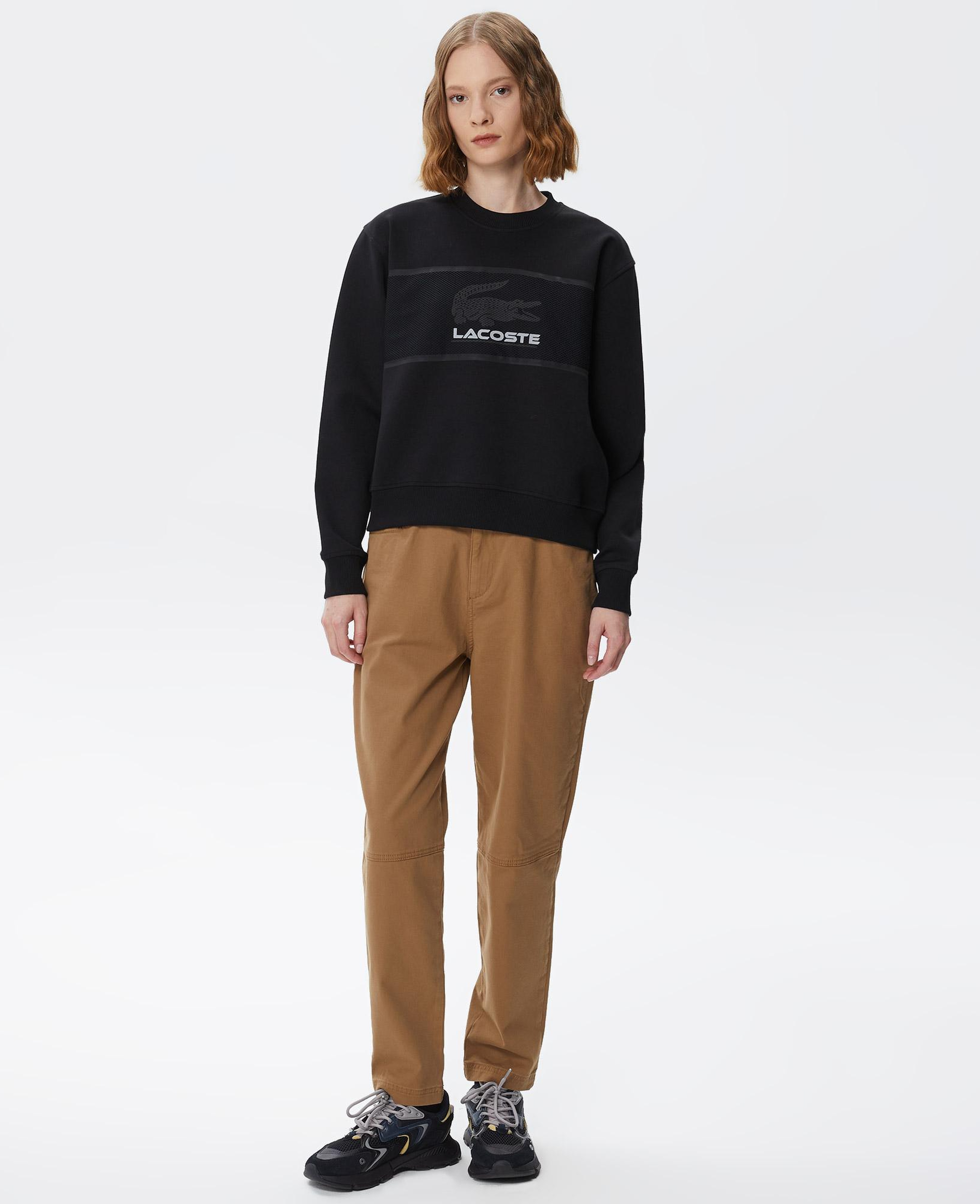Kadın Relaxed Fit Bisiklet Yaka Baskılı Siyah Sweatshirt