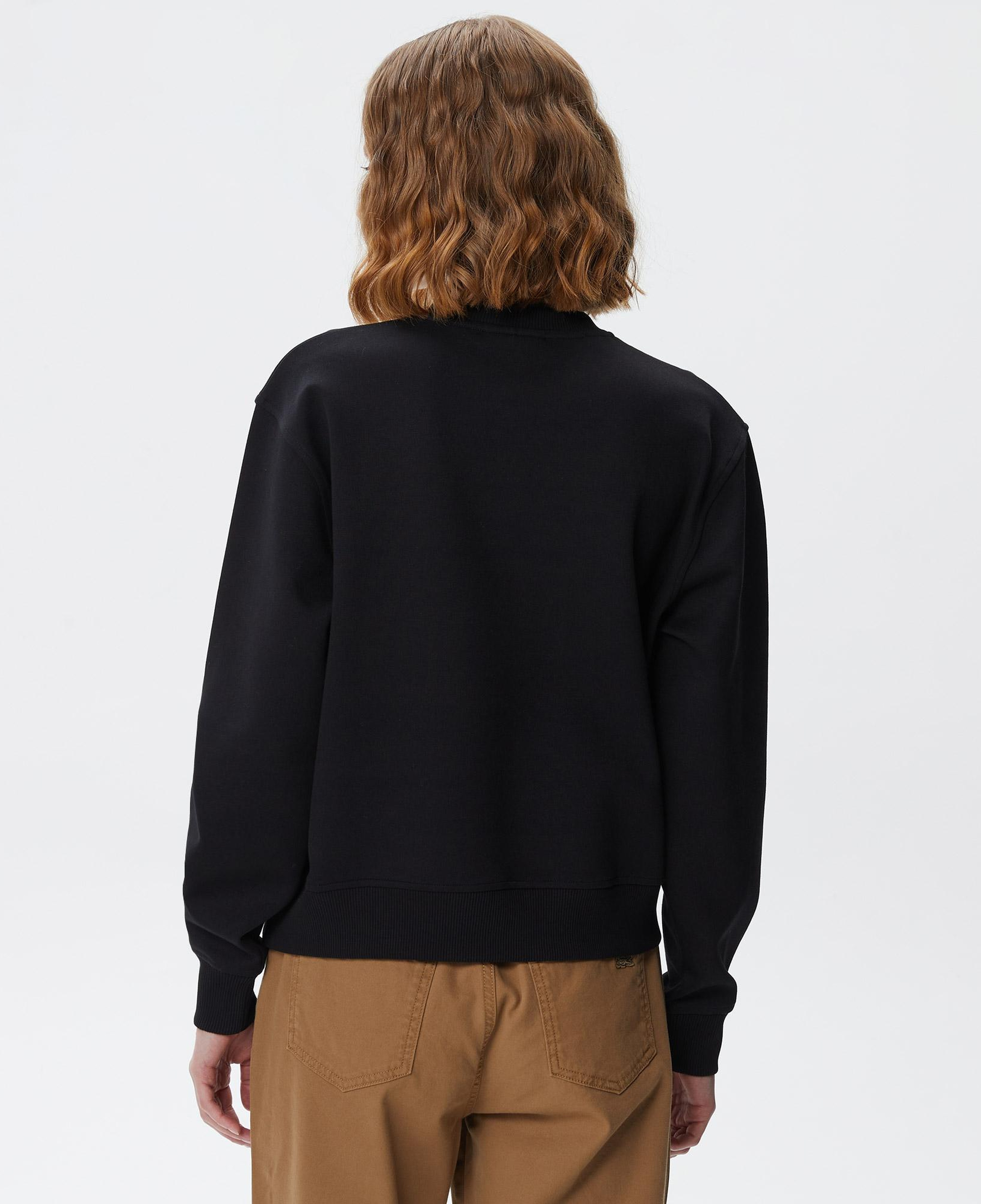 Kadın Relaxed Fit Bisiklet Yaka Baskılı Siyah Sweatshirt