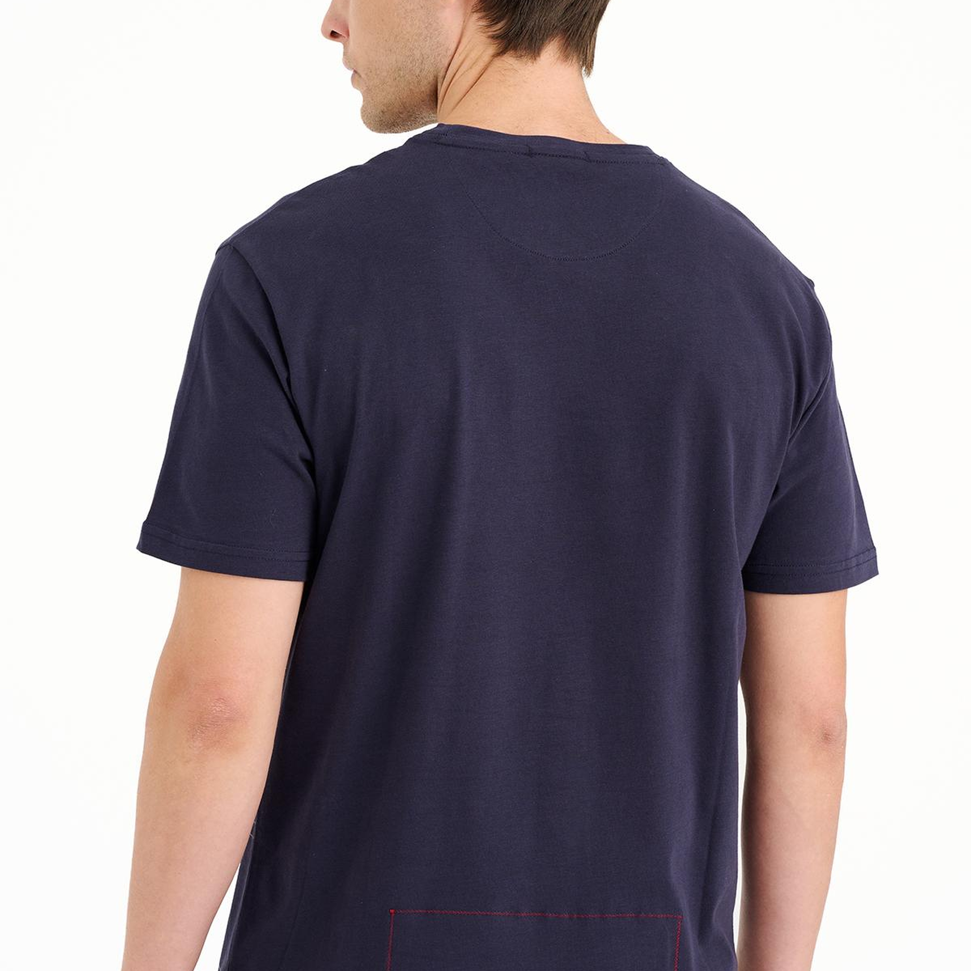 Erkek Lacivert Liman Baskılı Bisiklet Yaka T-Shirt