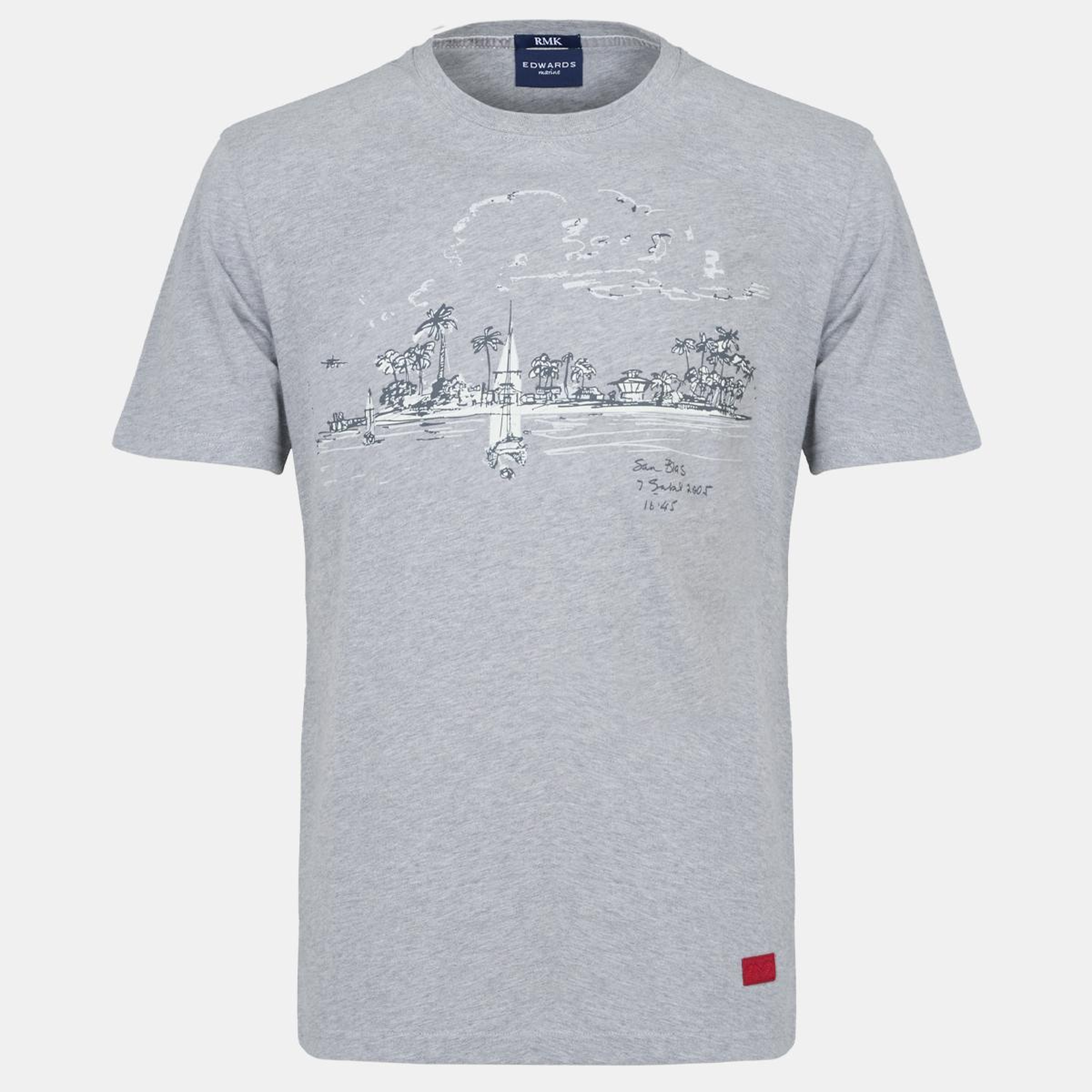 Erkek Gri St Blas Baskılı Bisiklet Yaka  T-Shirt