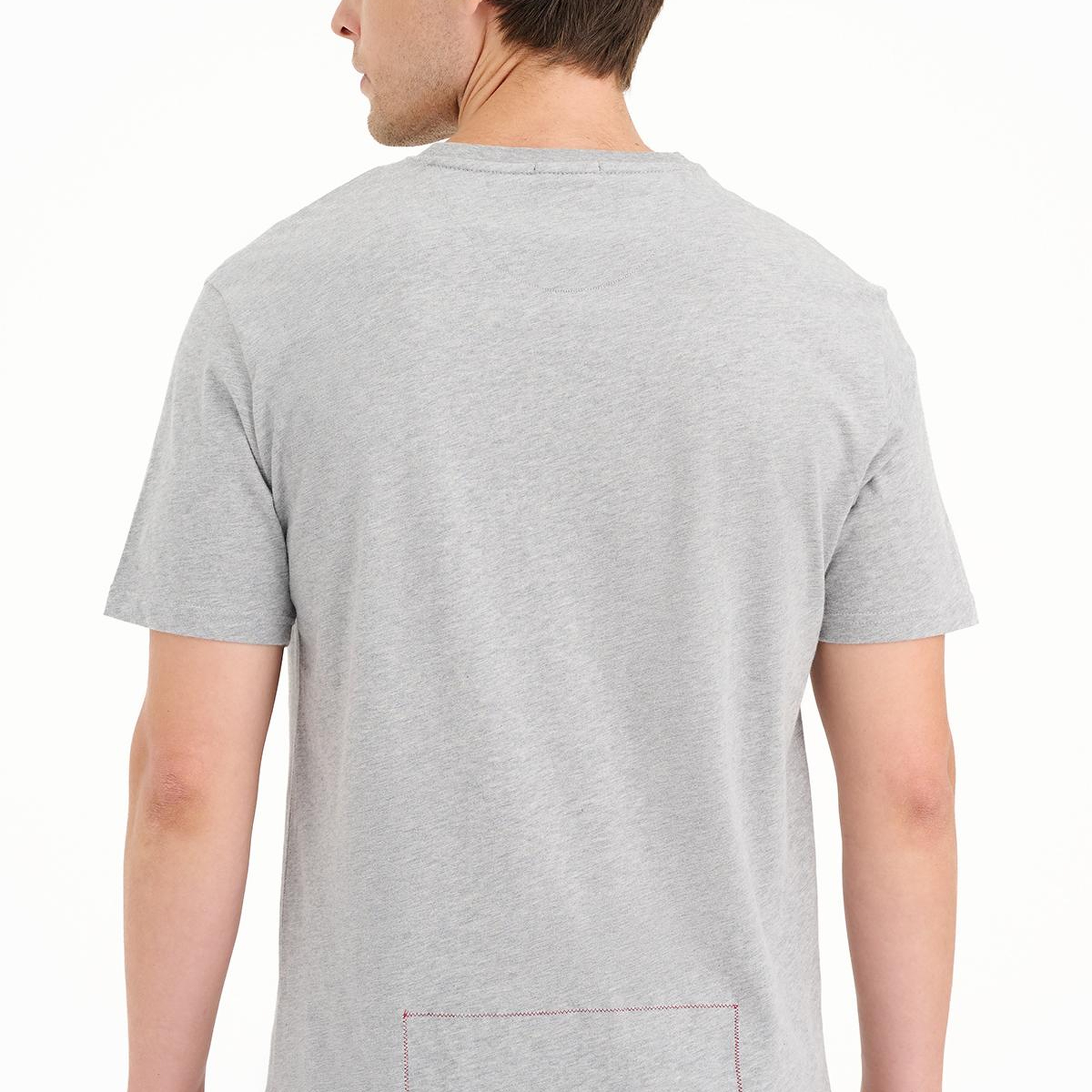 Erkek Gri St Blas Baskılı Bisiklet Yaka  T-Shirt