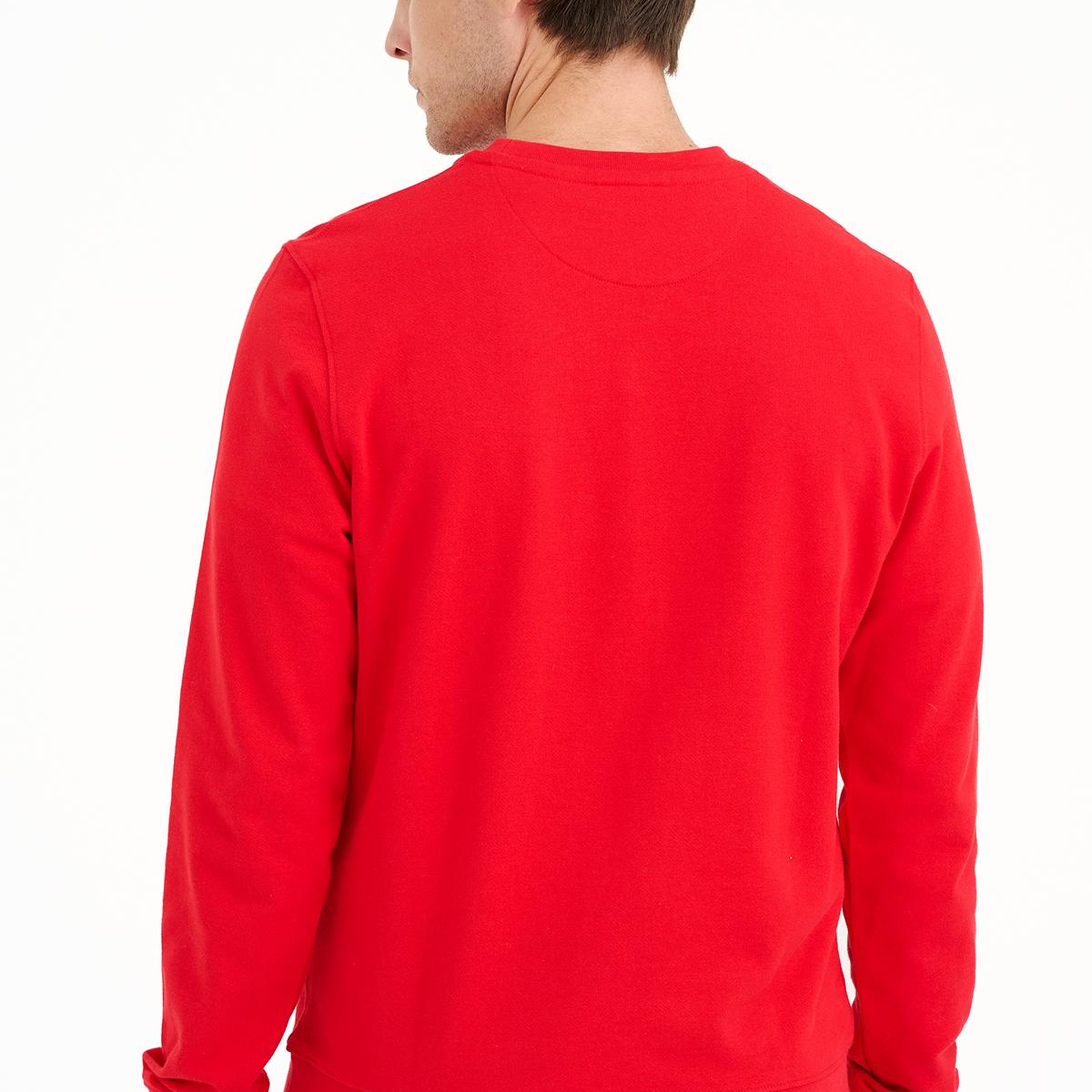 Erkek Kırmızı Bisiklet Yaka Basic Sweatshirt
