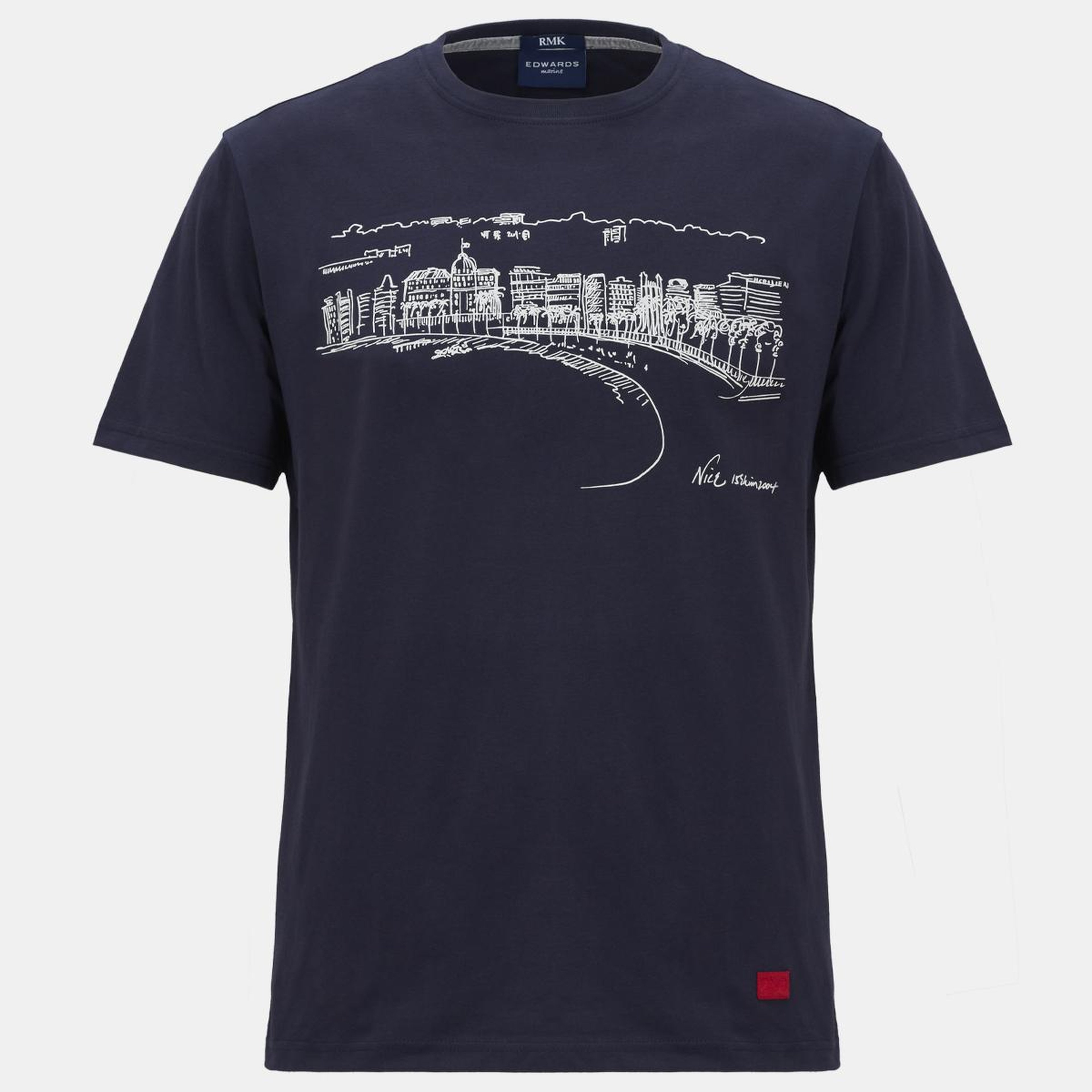 Erkek Lacivert Nice Baskılı Bisiklet Yaka T-Shirt