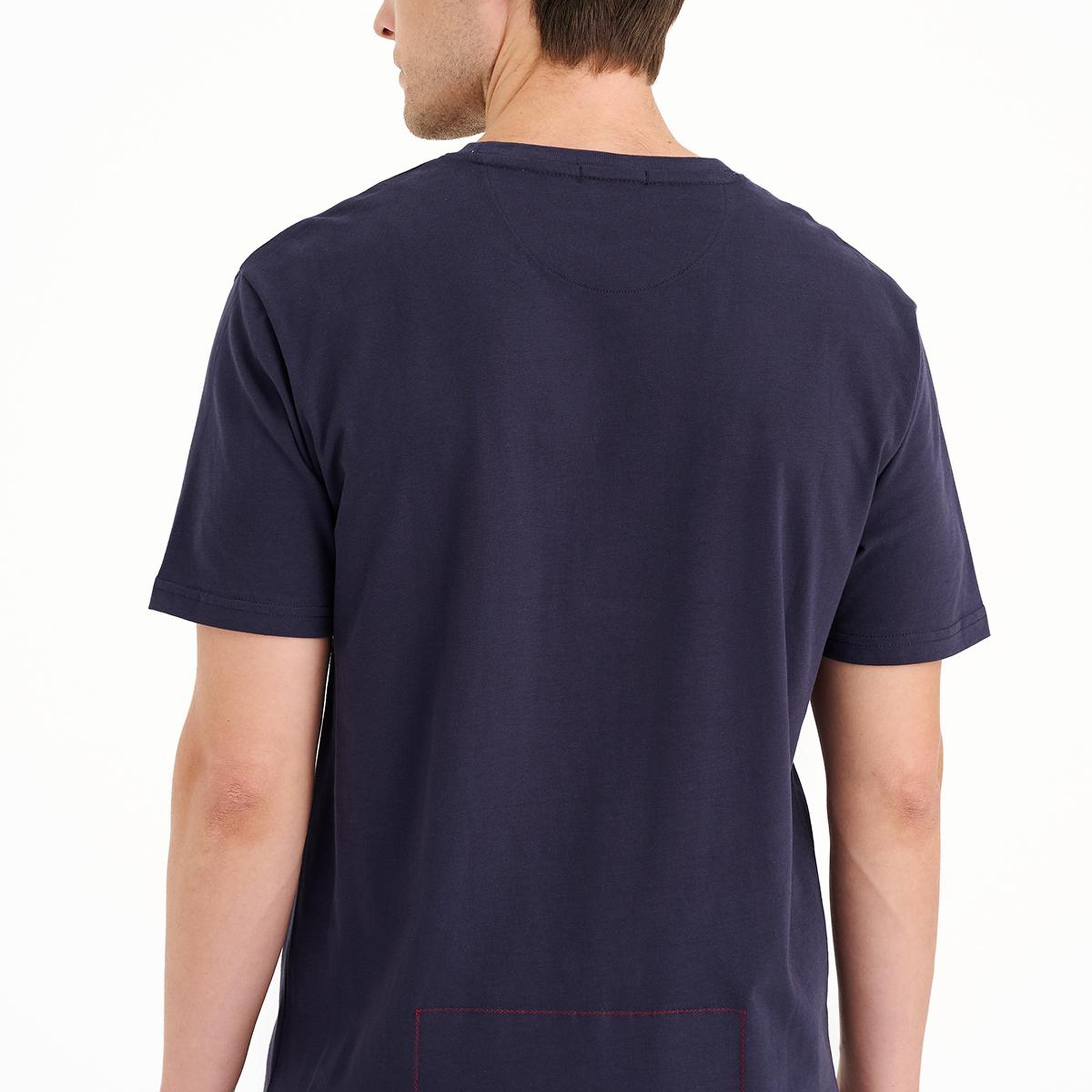 Erkek Lacivert Nice Baskılı Bisiklet Yaka T-Shirt