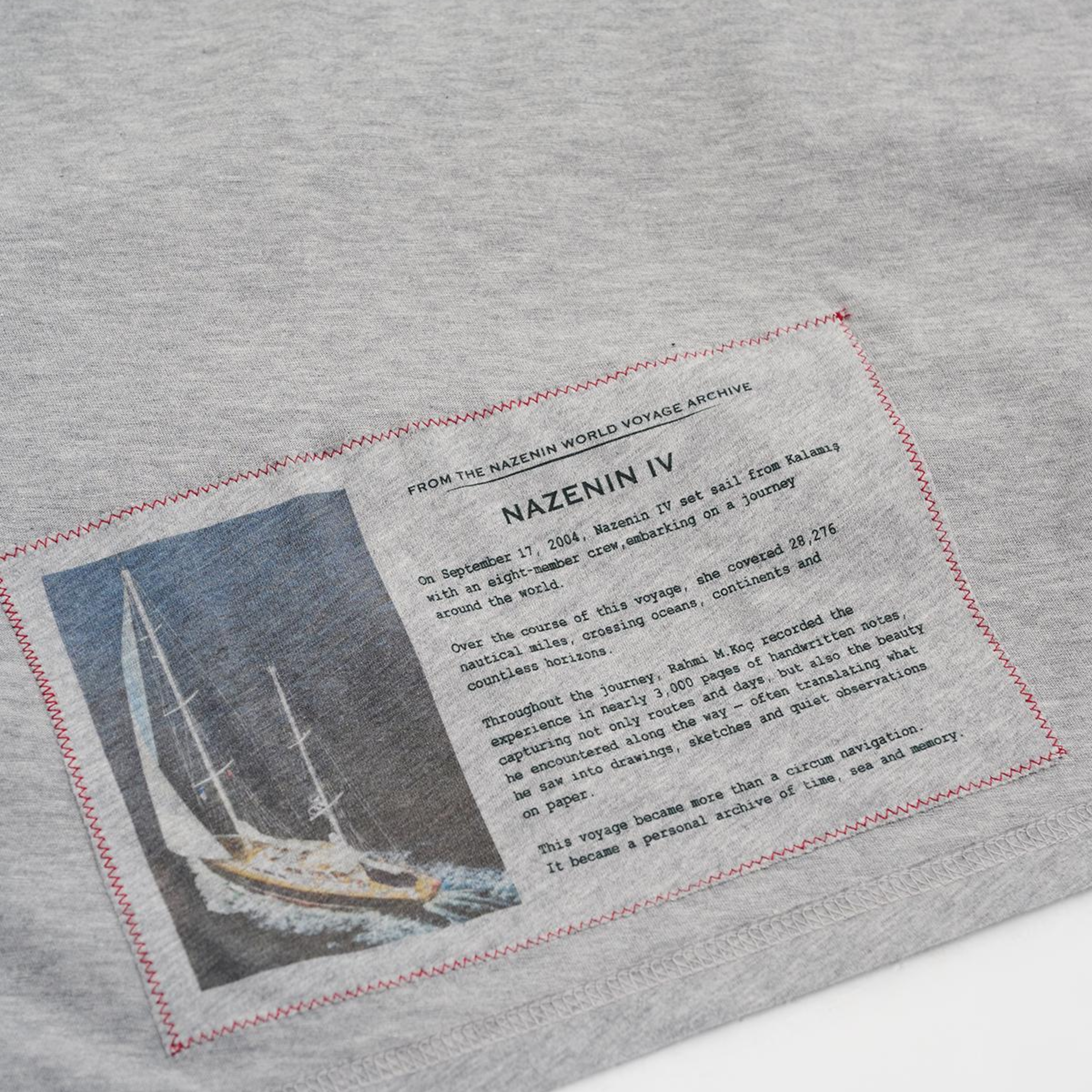 Erkek Gri Ada Baskılı Bisiklet Yaka T-Shirt
