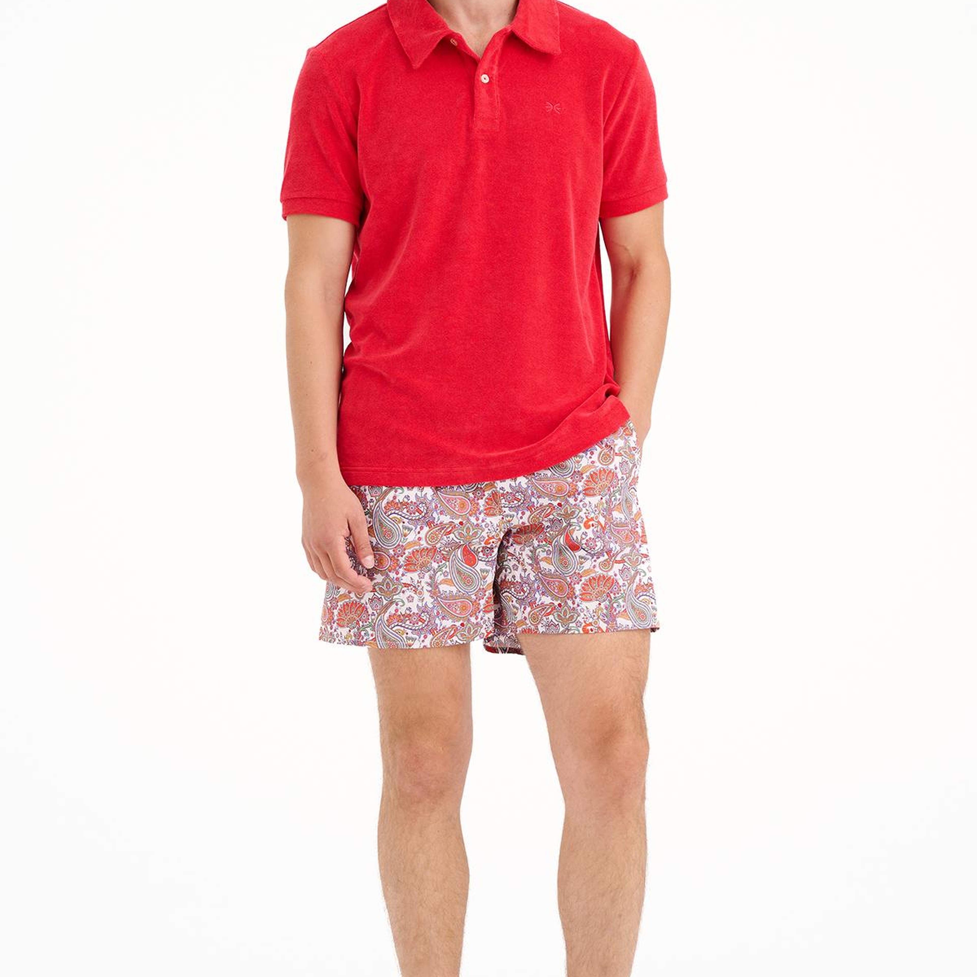 Erkek Mercan Polo Yaka Havlu T-Shirt