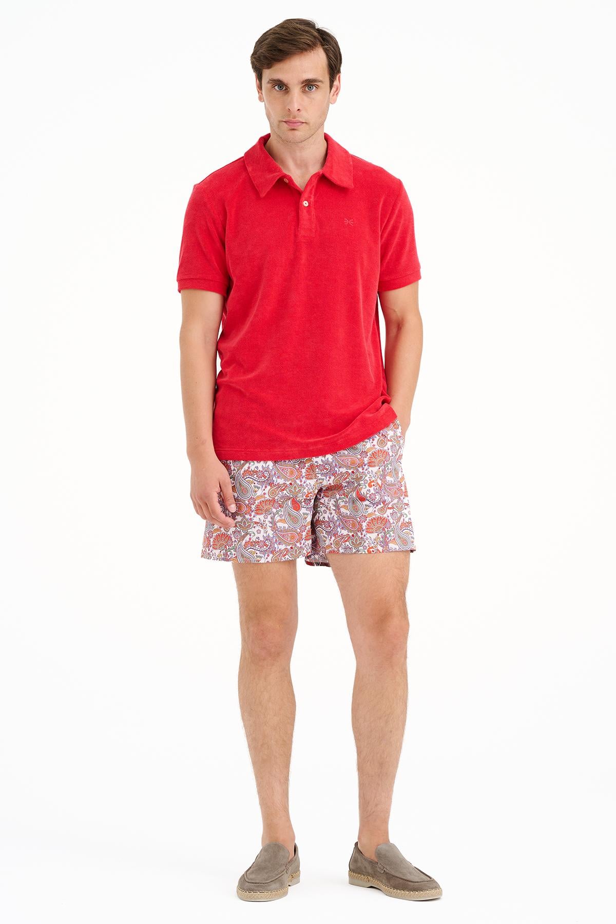Erkek Mercan Polo Yaka Havlu T-Shirt
