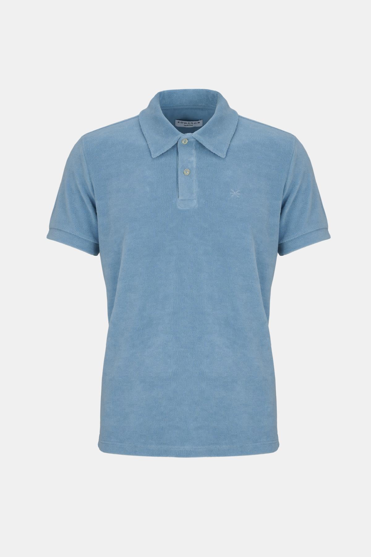 Erkek Mavi Polo Yaka Havlu T-Shirt