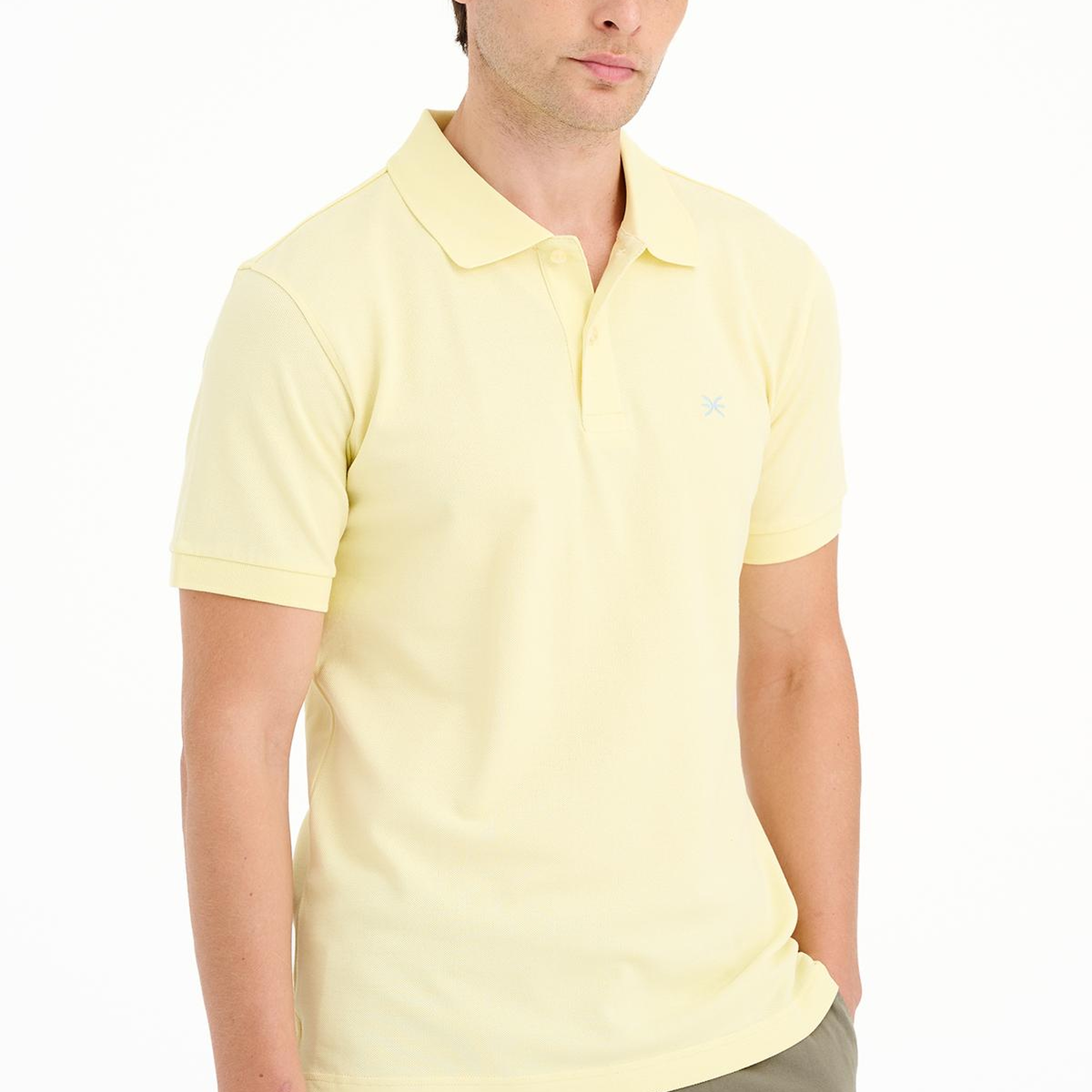 Erkek Açık Sarı Pike Polo Yaka T-Shirt