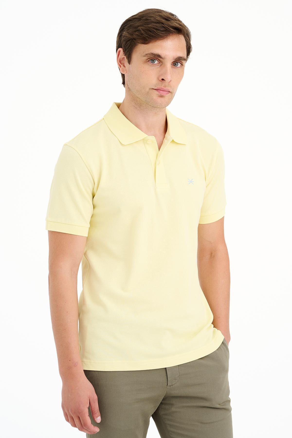 Erkek Açık Sarı Pike Polo Yaka T-Shirt