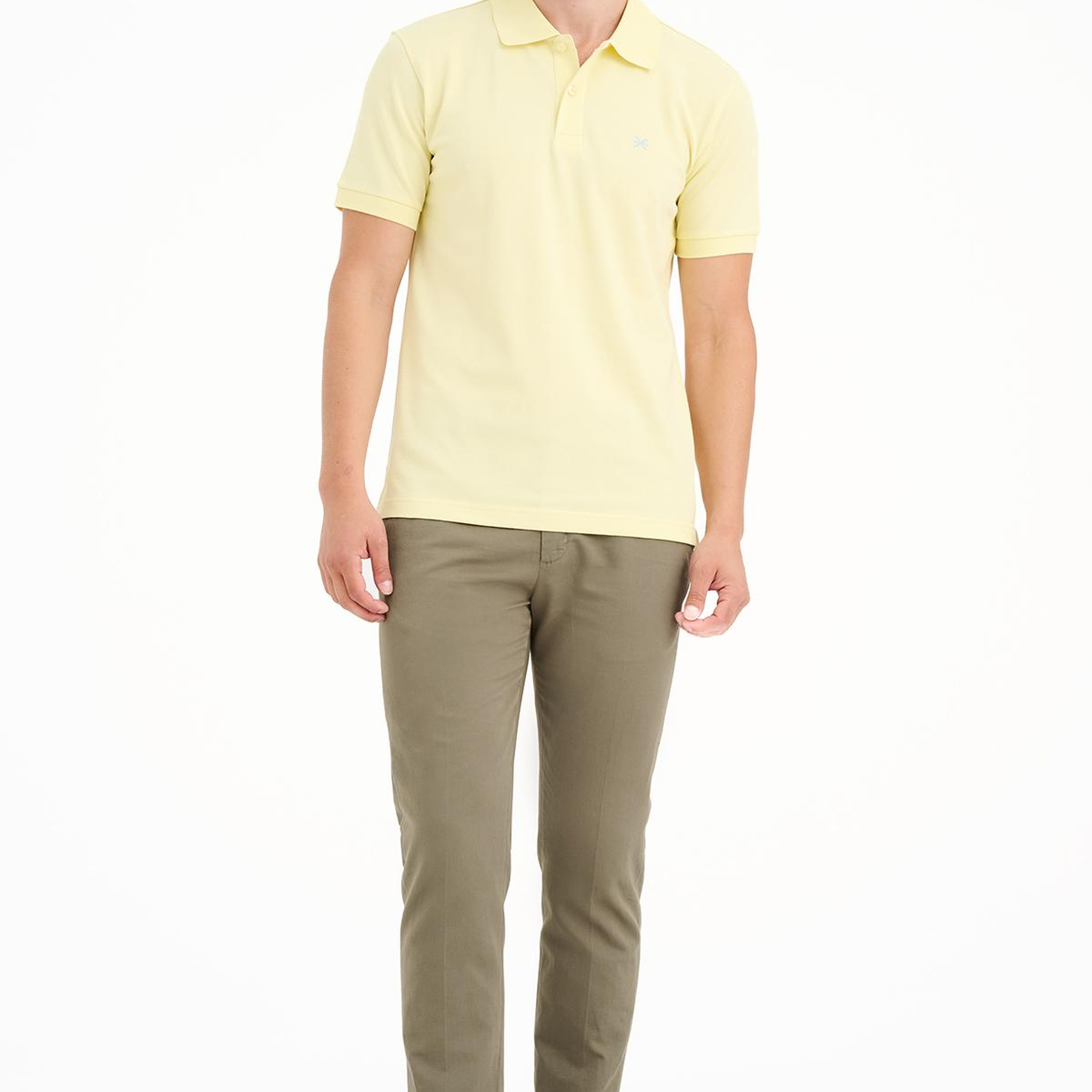 Erkek Açık Sarı Pike Polo Yaka T-Shirt