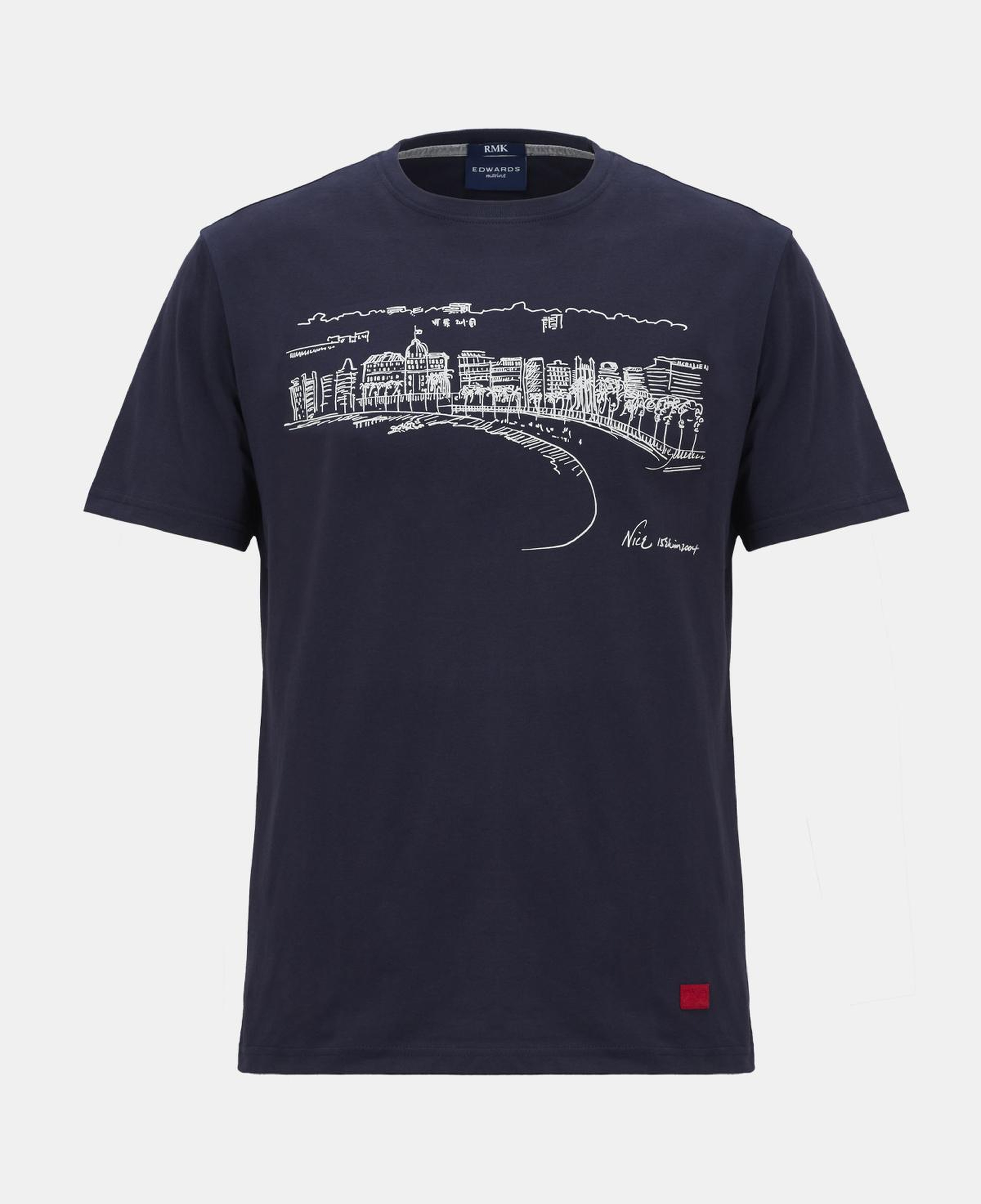 Erkek Lacivert Nice Baskılı Bisiklet Yaka T-Shirt