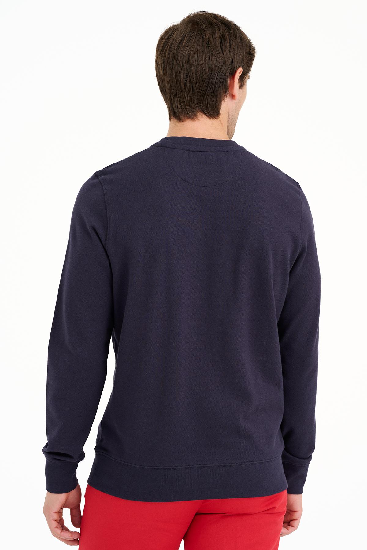 Erkek Lacivert Bisiklet Yaka Basic Sweatshirt
