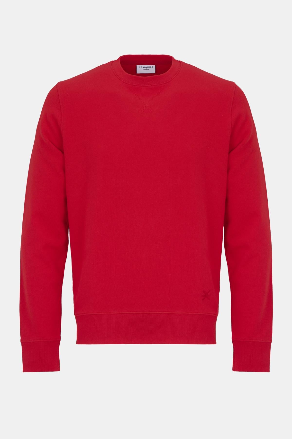 Erkek Kırmızı Bisiklet Yaka Basic Sweatshirt