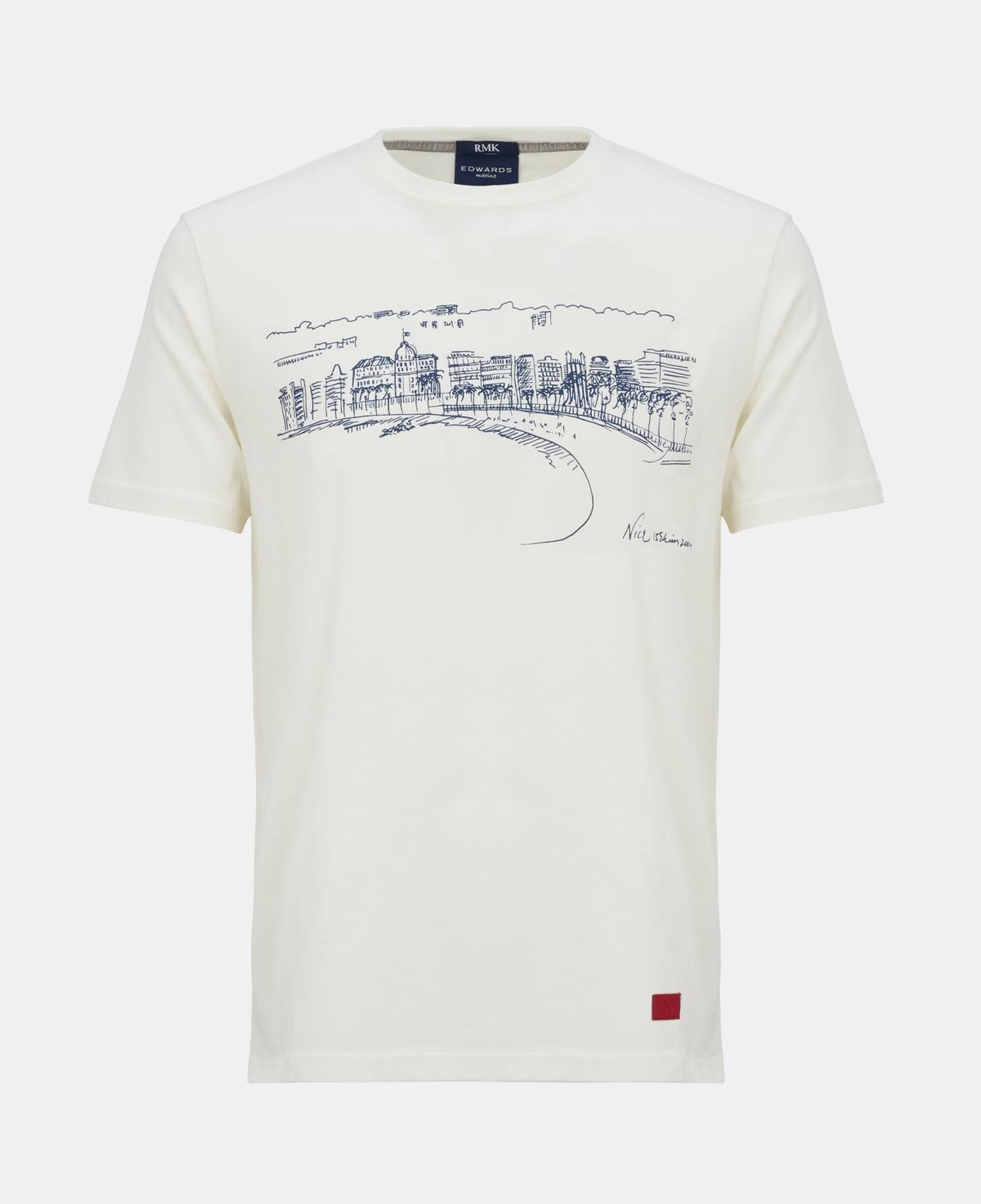 Erkek Beyaz Nice Baskılı Bisiklet Yaka T-Shirt