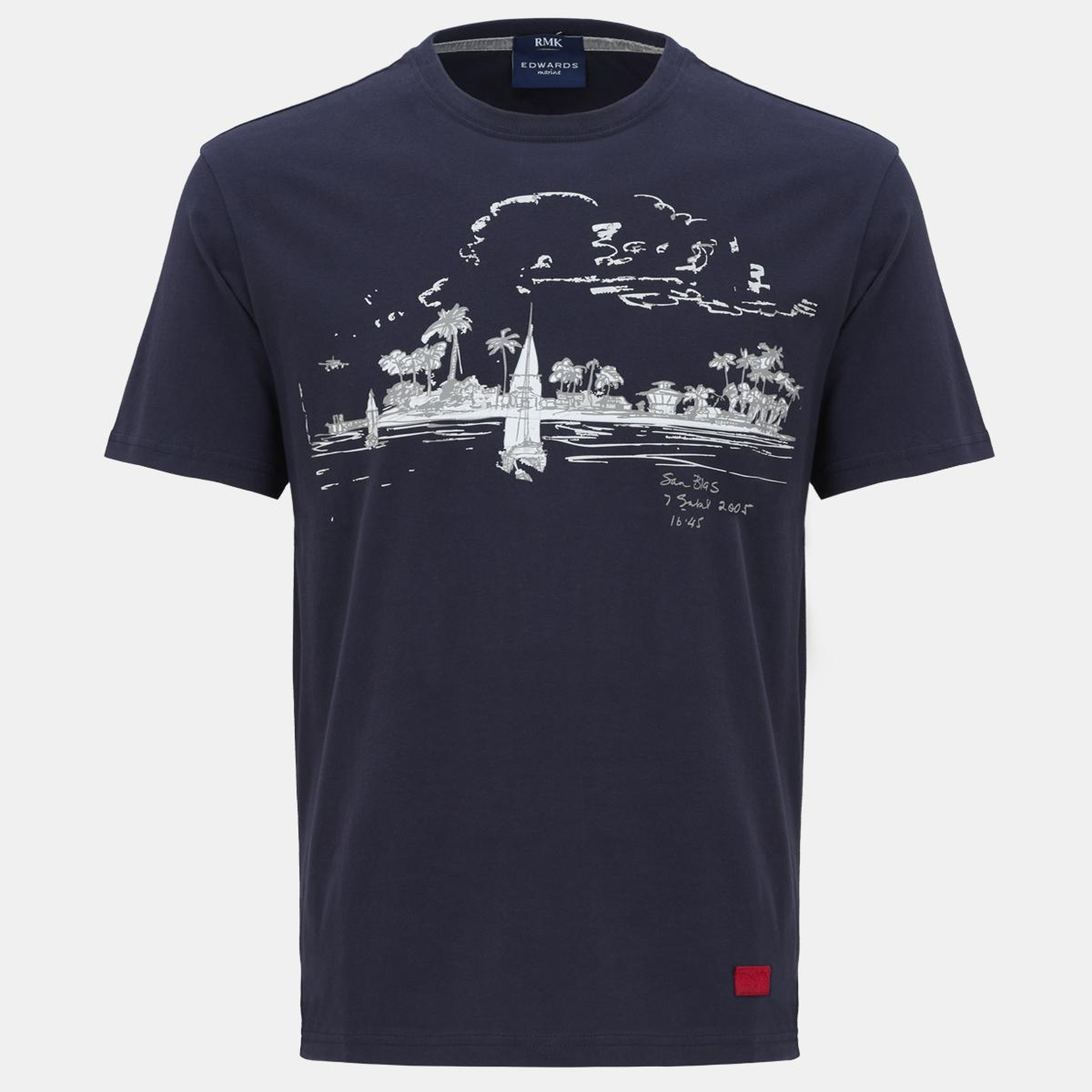 Erkek Lacivert St Blas Baskılı Bisiklet Yaka  T-Shirt
