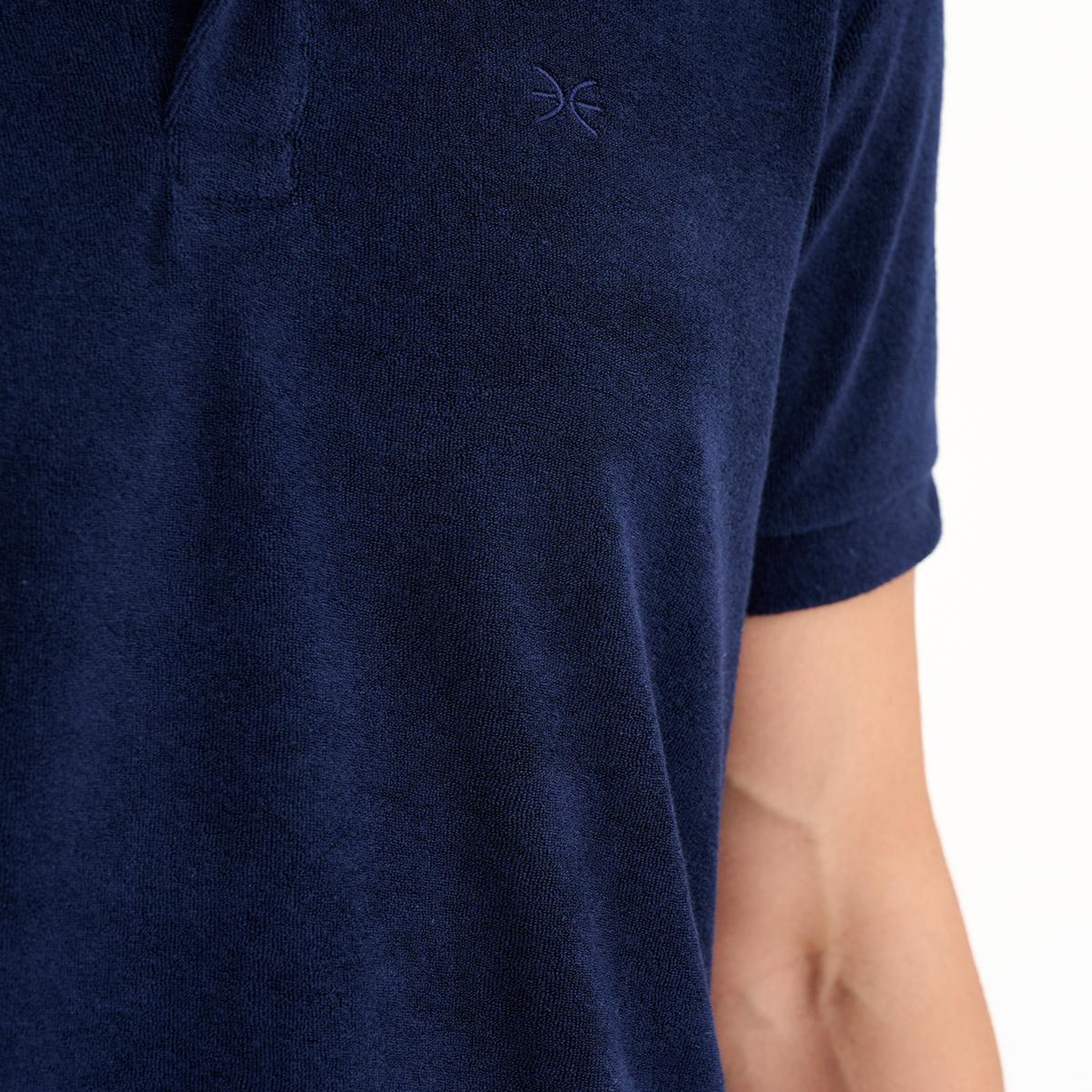 Erkek Lacivert Polo Yaka Havlu T-Shirt