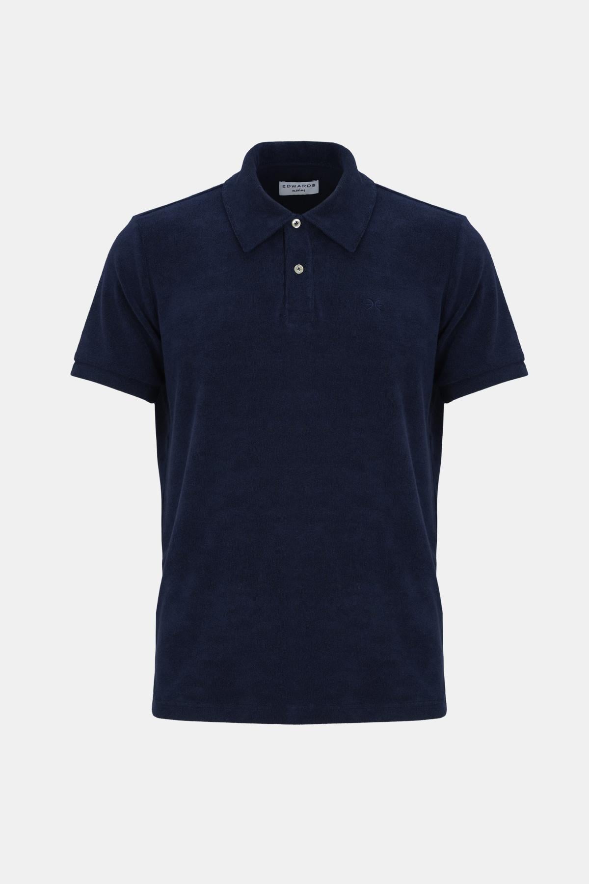 Erkek Lacivert Polo Yaka Havlu T-Shirt