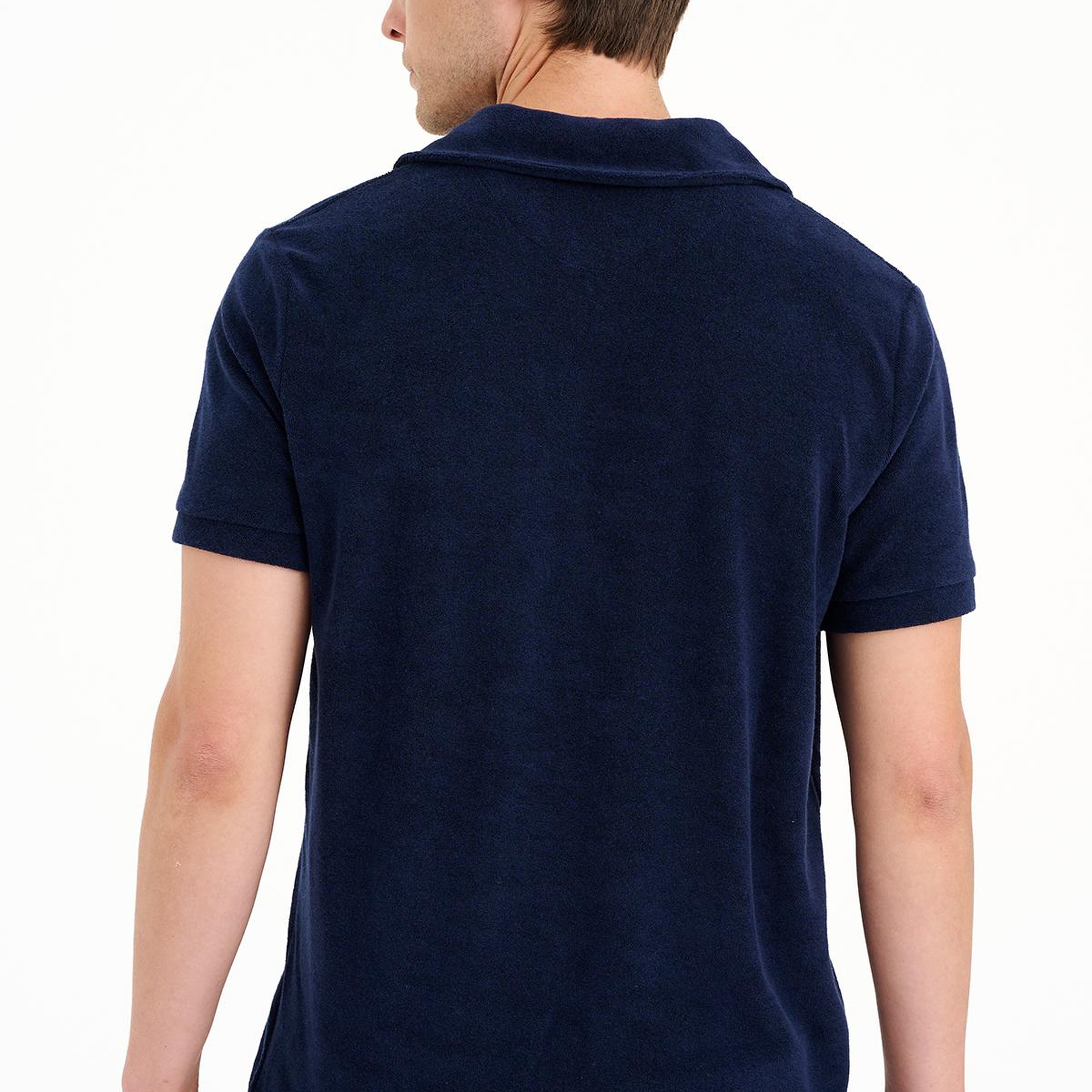 Erkek Lacivert Polo Yaka Havlu T-Shirt