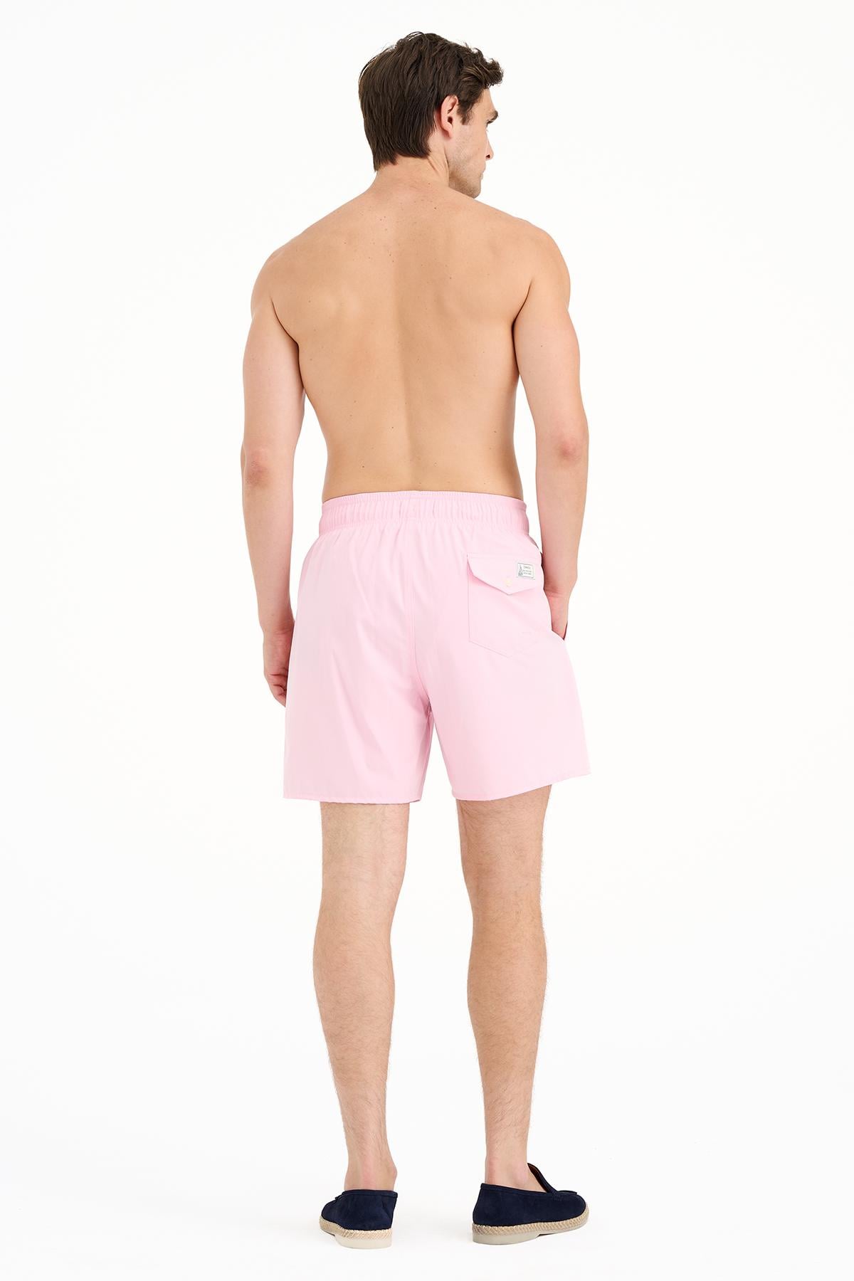 Erkek Pembe Düz Renk Deniz Şortu