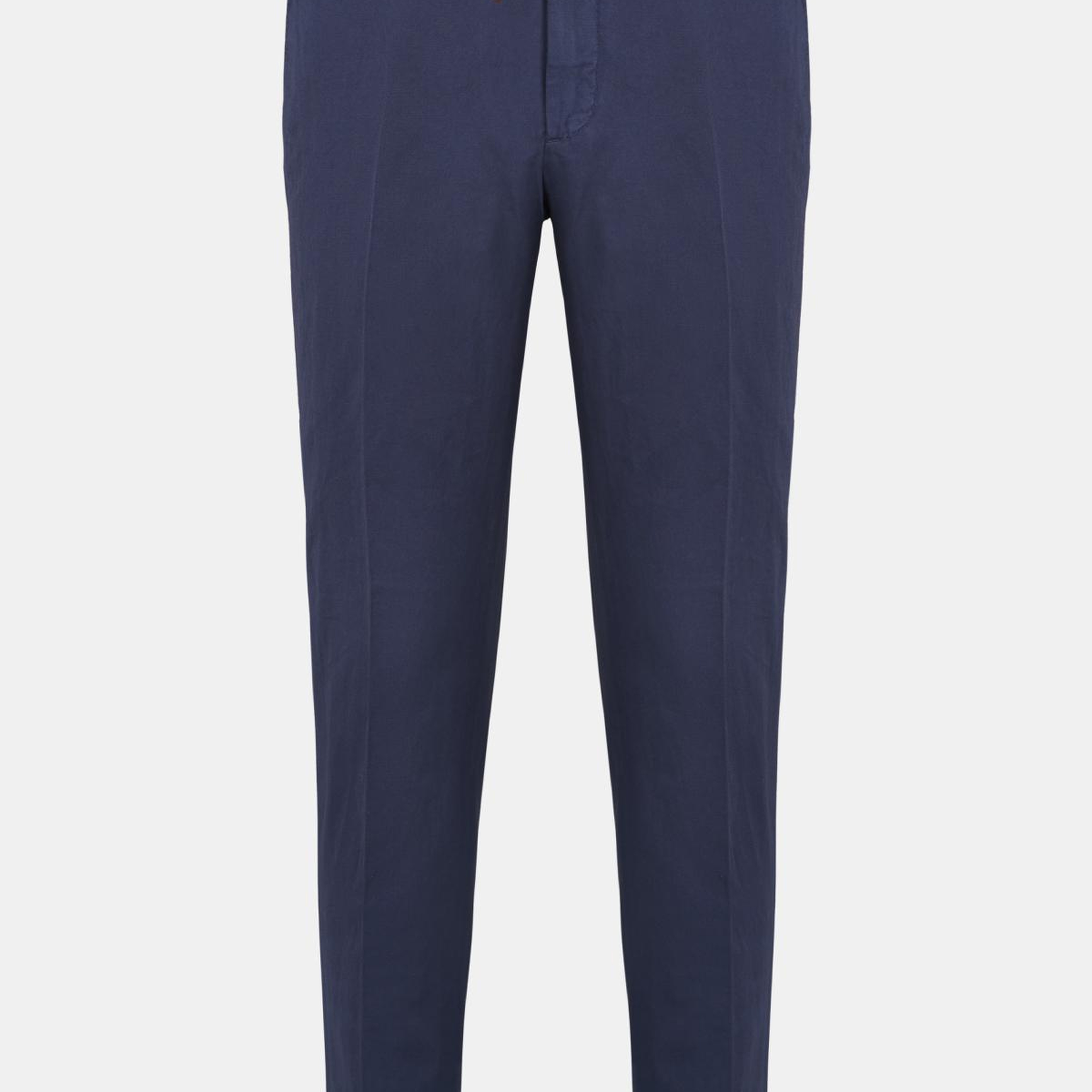 Erkek Lacivert Beli Kordonlu Keten Karışımlı Pantolon
