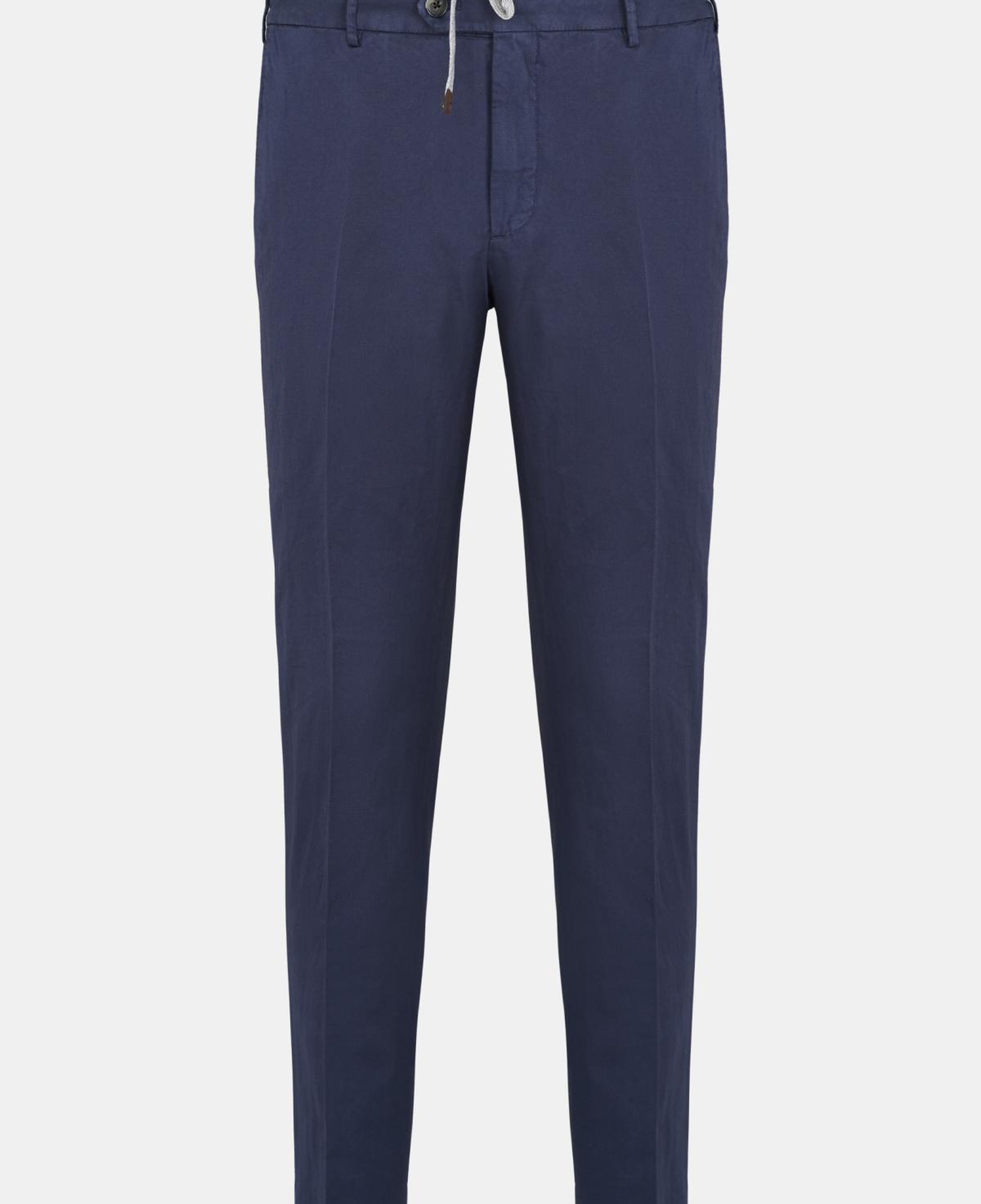 Erkek Lacivert Beli Kordonlu Keten Karışımlı Pantolon