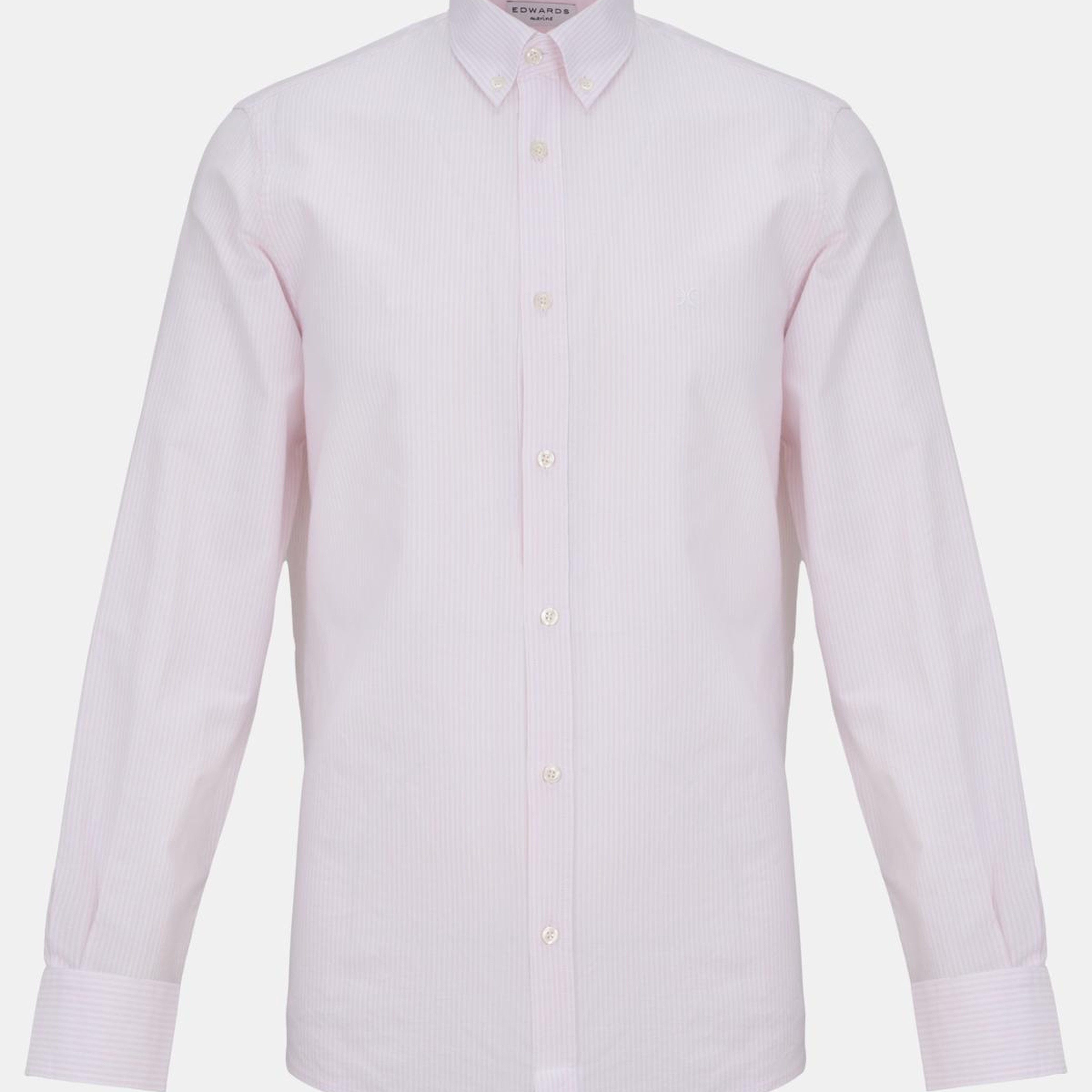 Erkek Pembe Düğmeli Yaka Çizgili Oxford Gömlek