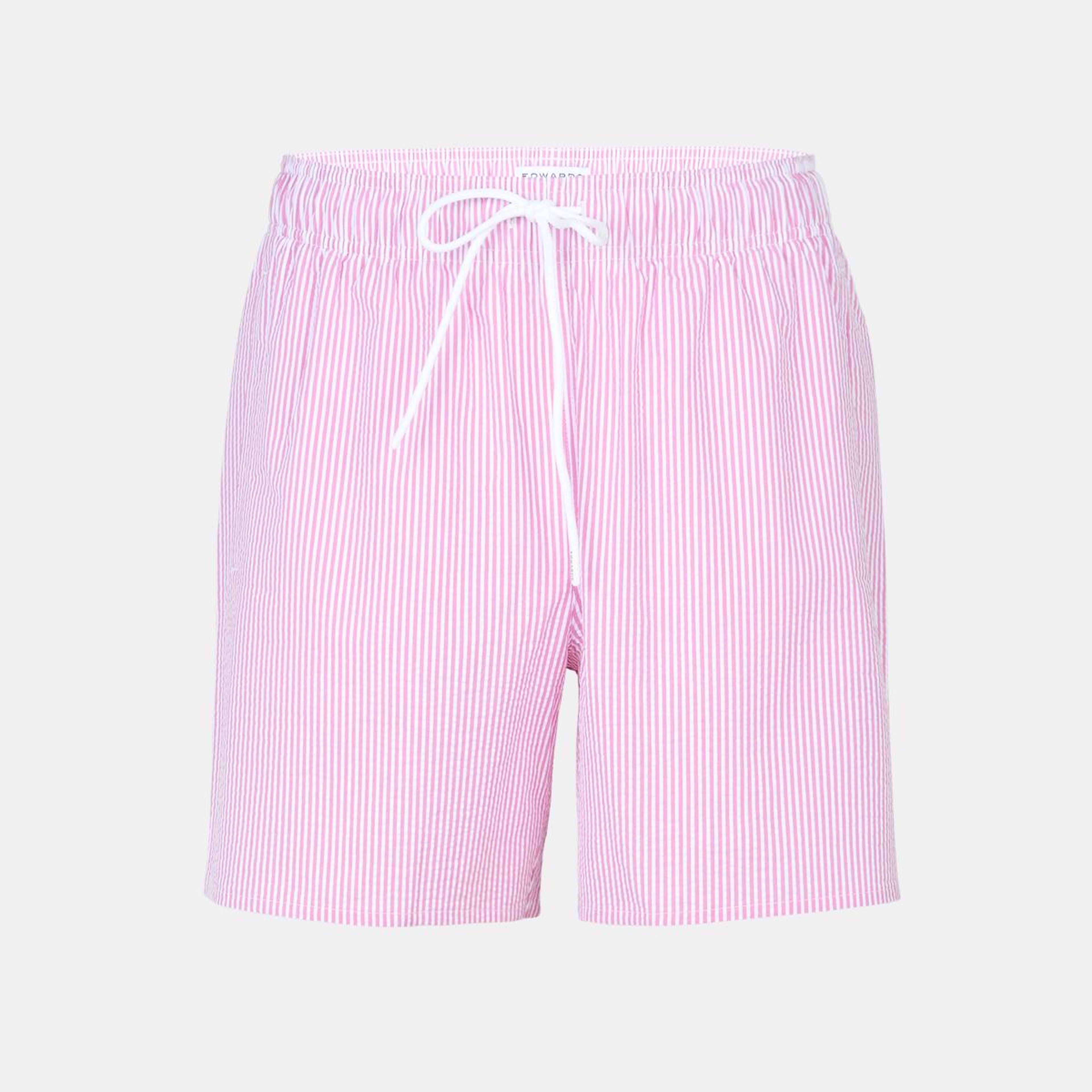 Erkek Pembe Çizgili Gofre Deniz Şortu