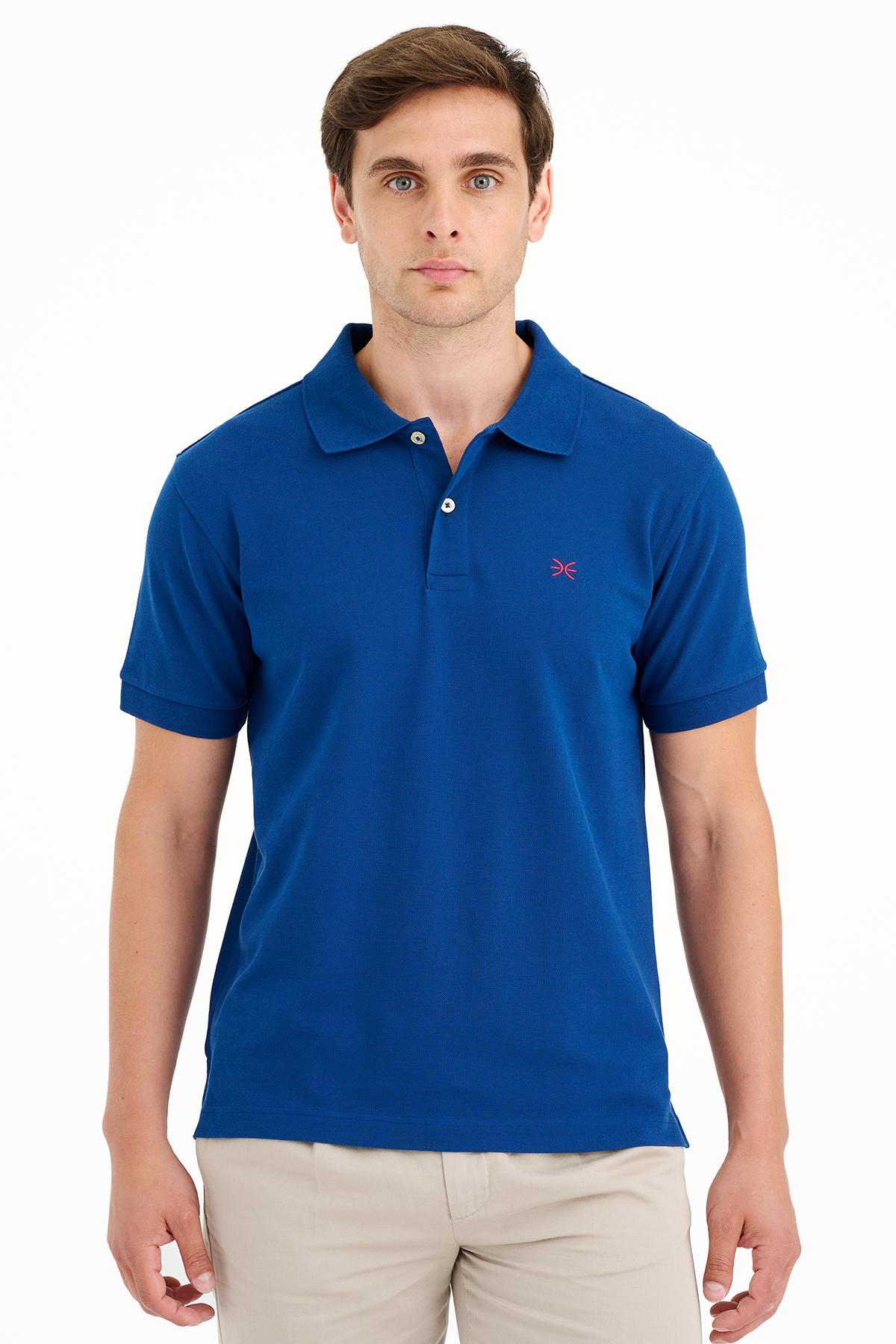 Erkek Açık Lacivert Pike Polo Yaka T-Shirt