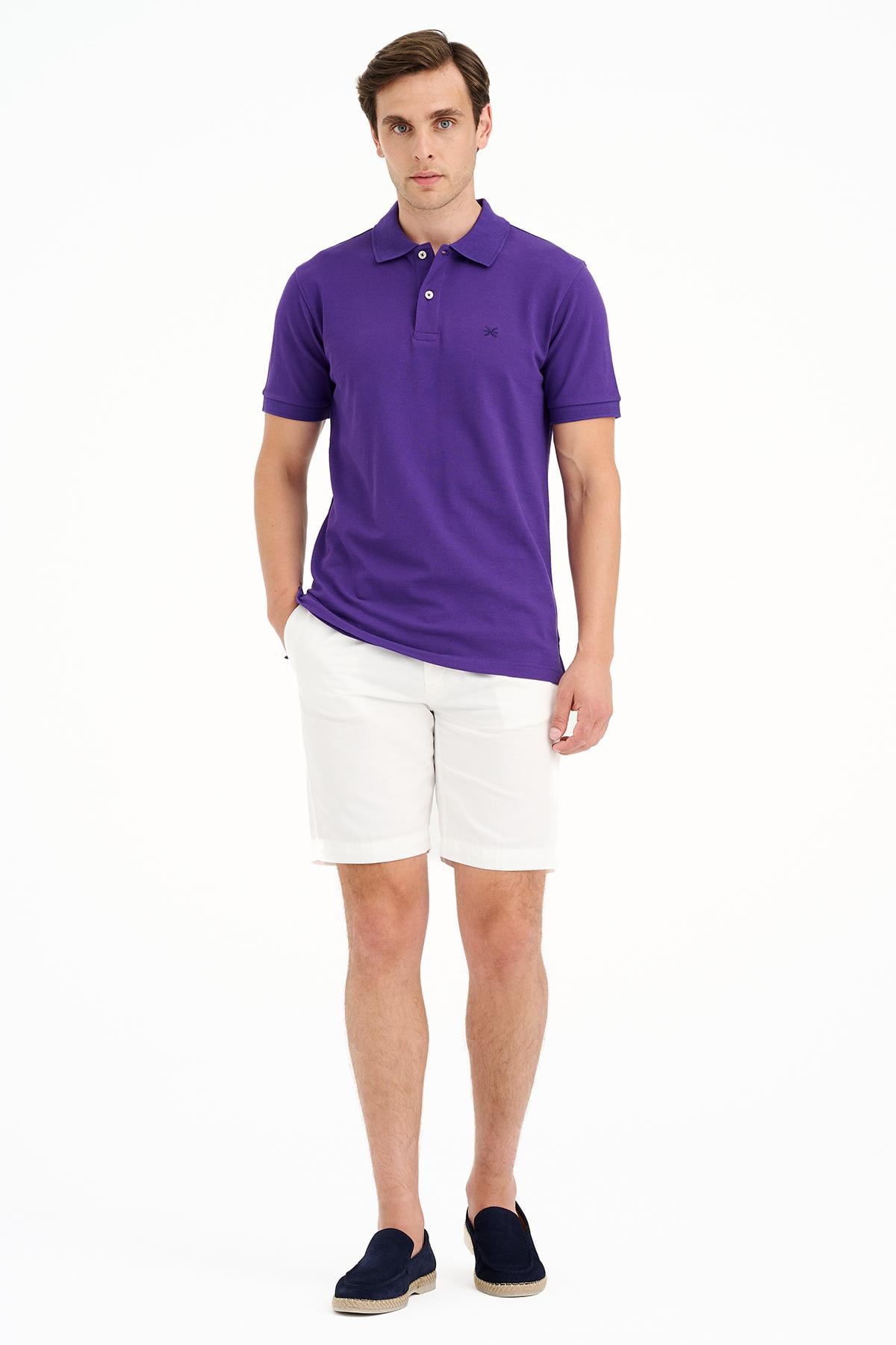 Erkek Mor Pike Polo Yaka T-Shirt