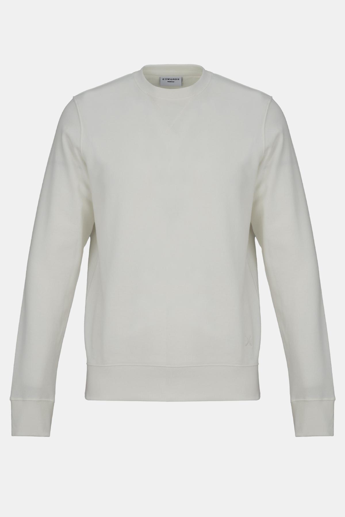Erkek Beyaz Bisiklet Yaka Basic Sweatshirt