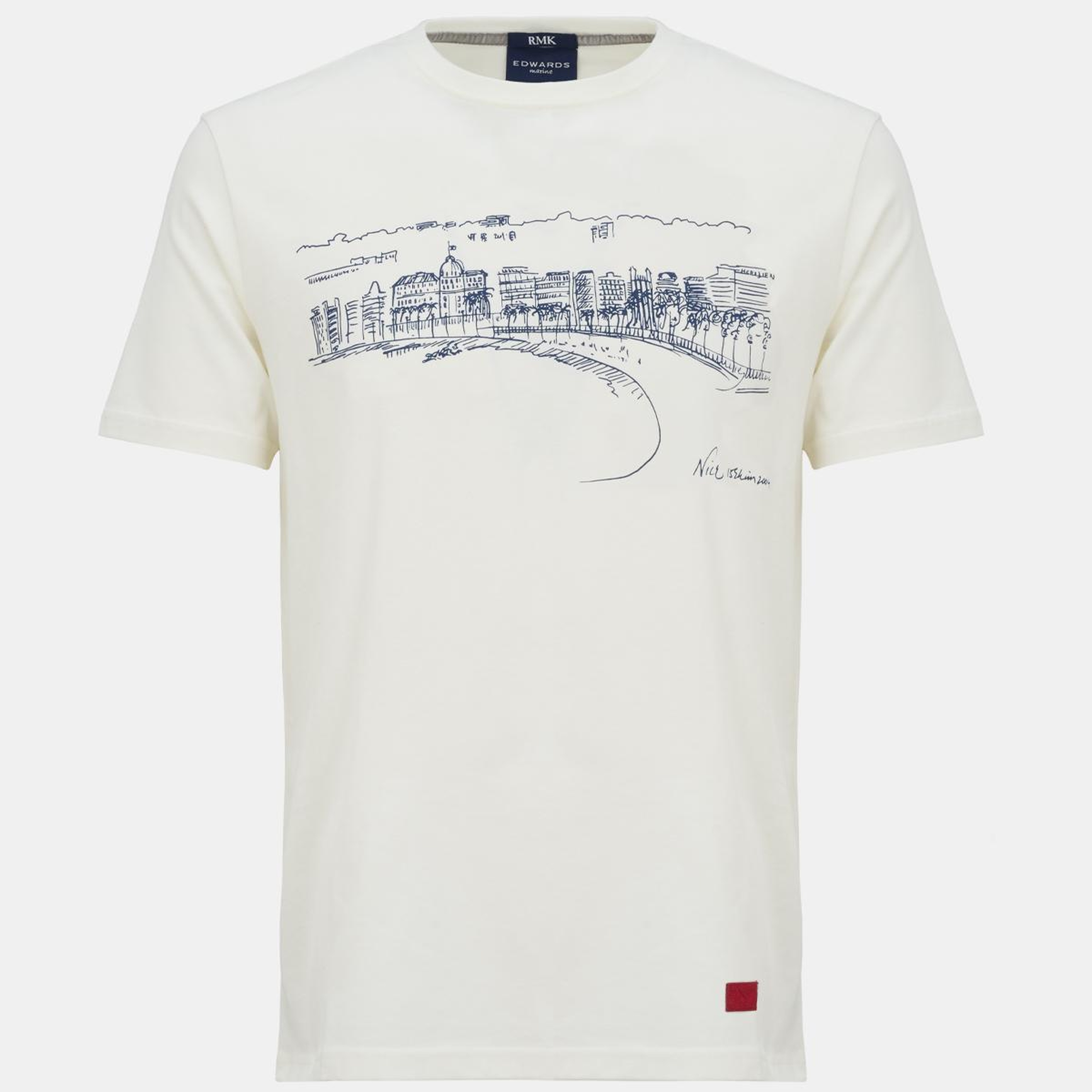 Erkek Beyaz Nice Baskılı Bisiklet Yaka T-Shirt