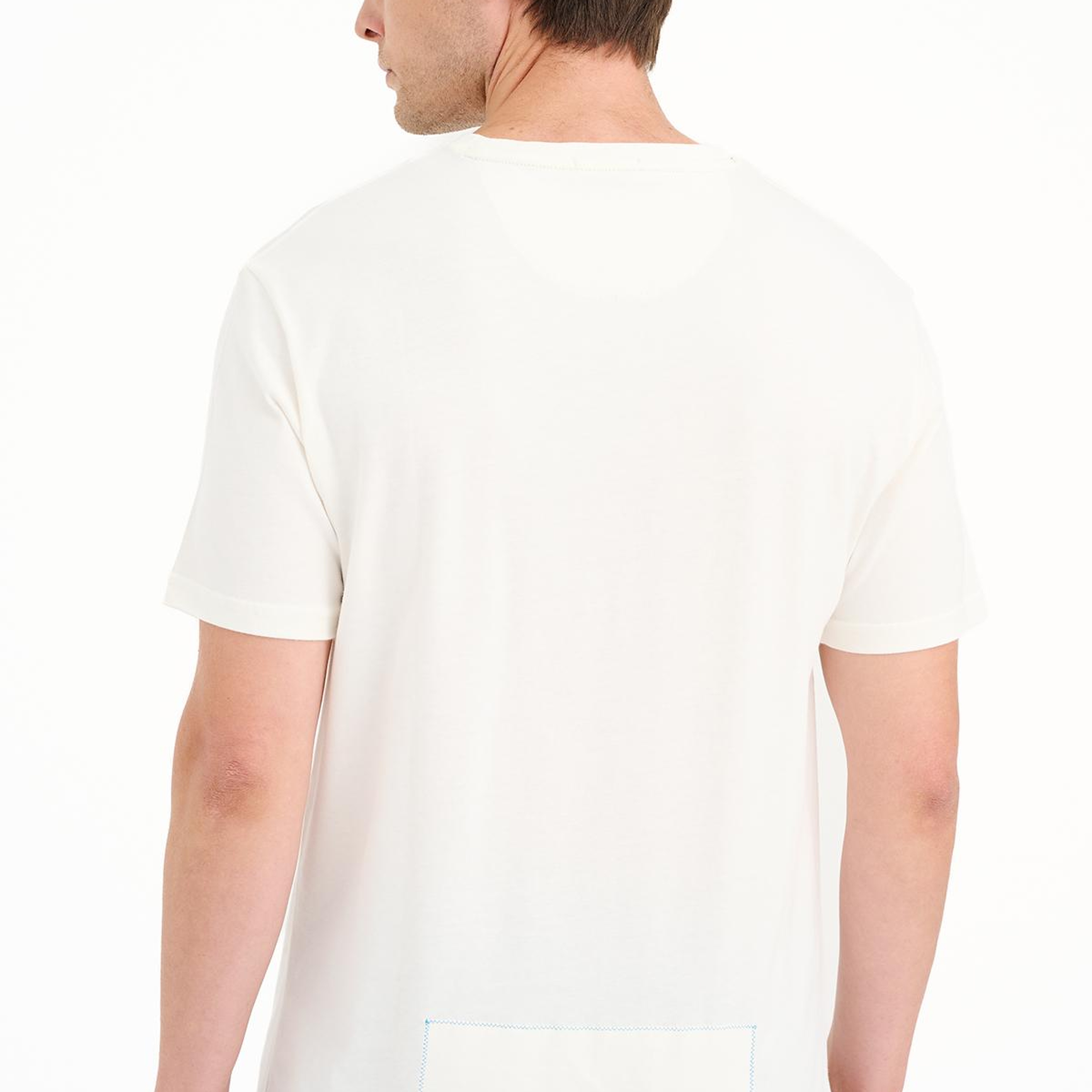 Erkek Beyaz Nice Baskılı Bisiklet Yaka T-Shirt