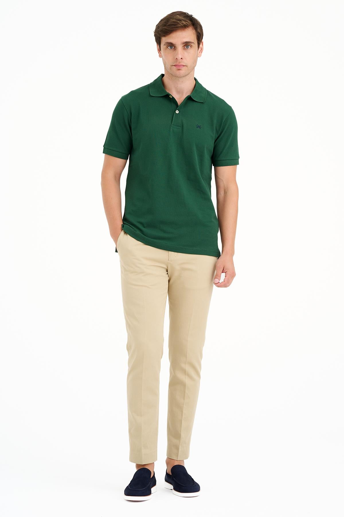 Erkek Koyu Yeşil Pike Polo Yaka T-Shirt