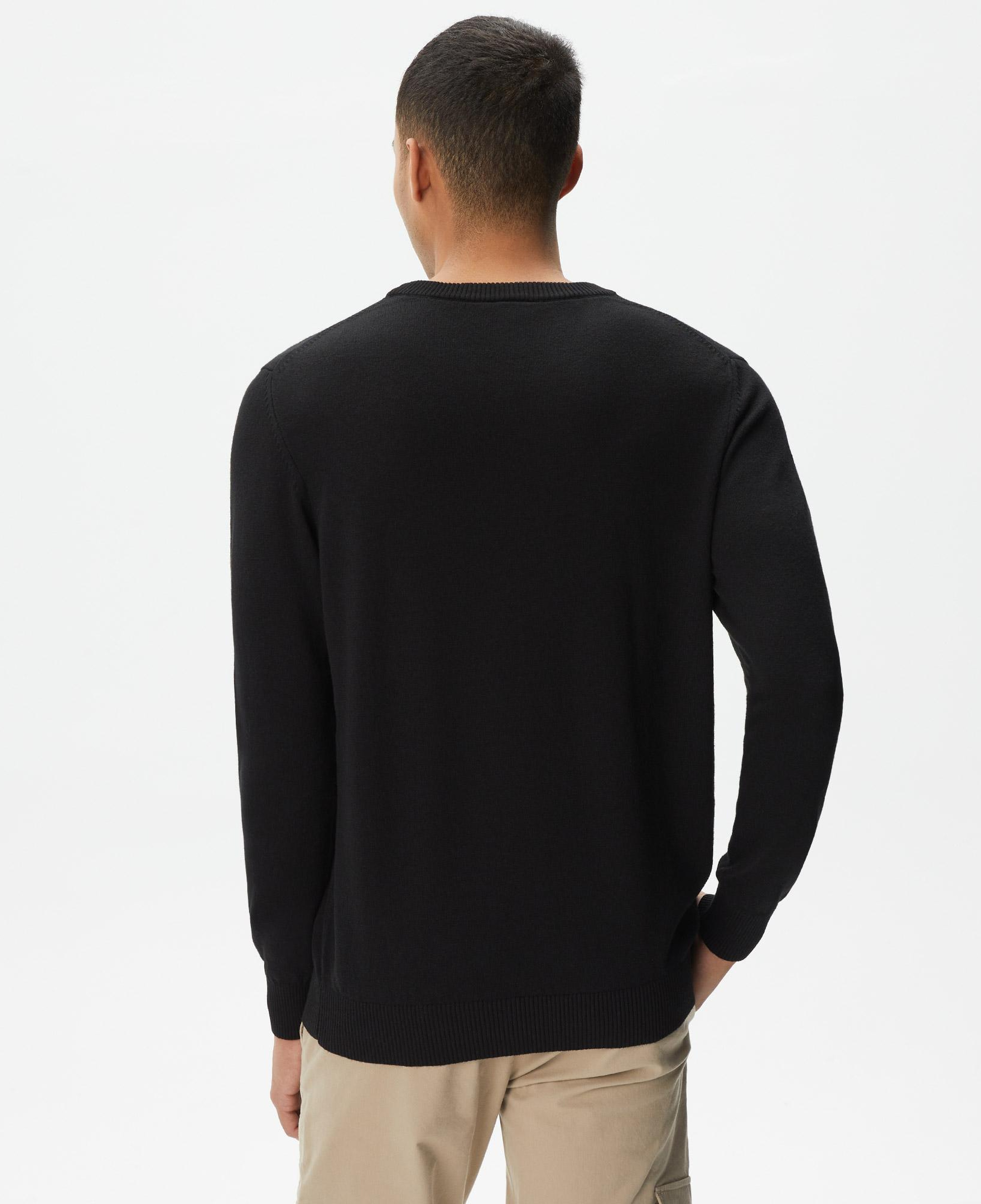 Lacoste Erkek Regular Fit Bisiklet Yaka Siyah Yün Karışımlı Triko