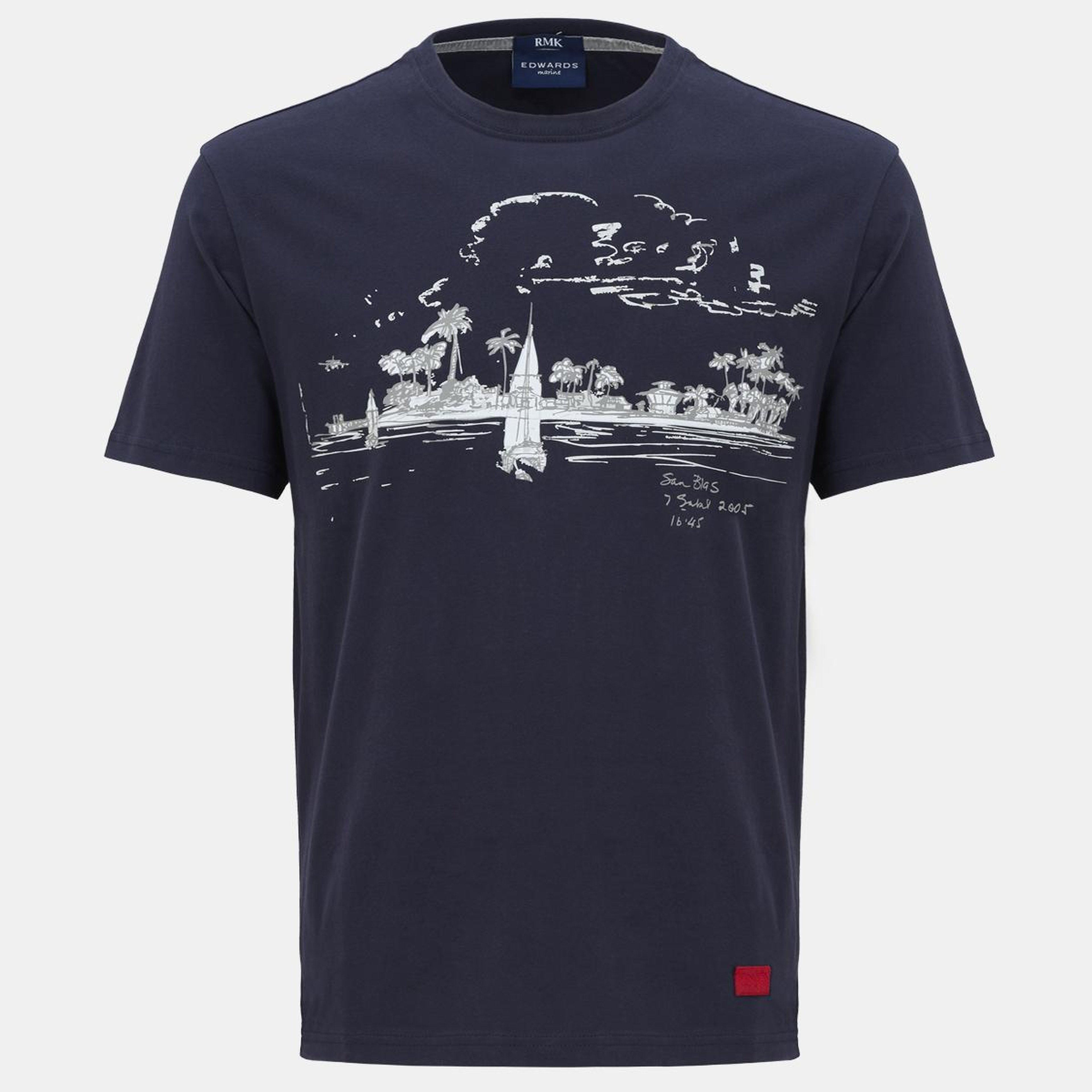Erkek Lacivert St Blas Baskılı Bisiklet Yaka  T-Shirt