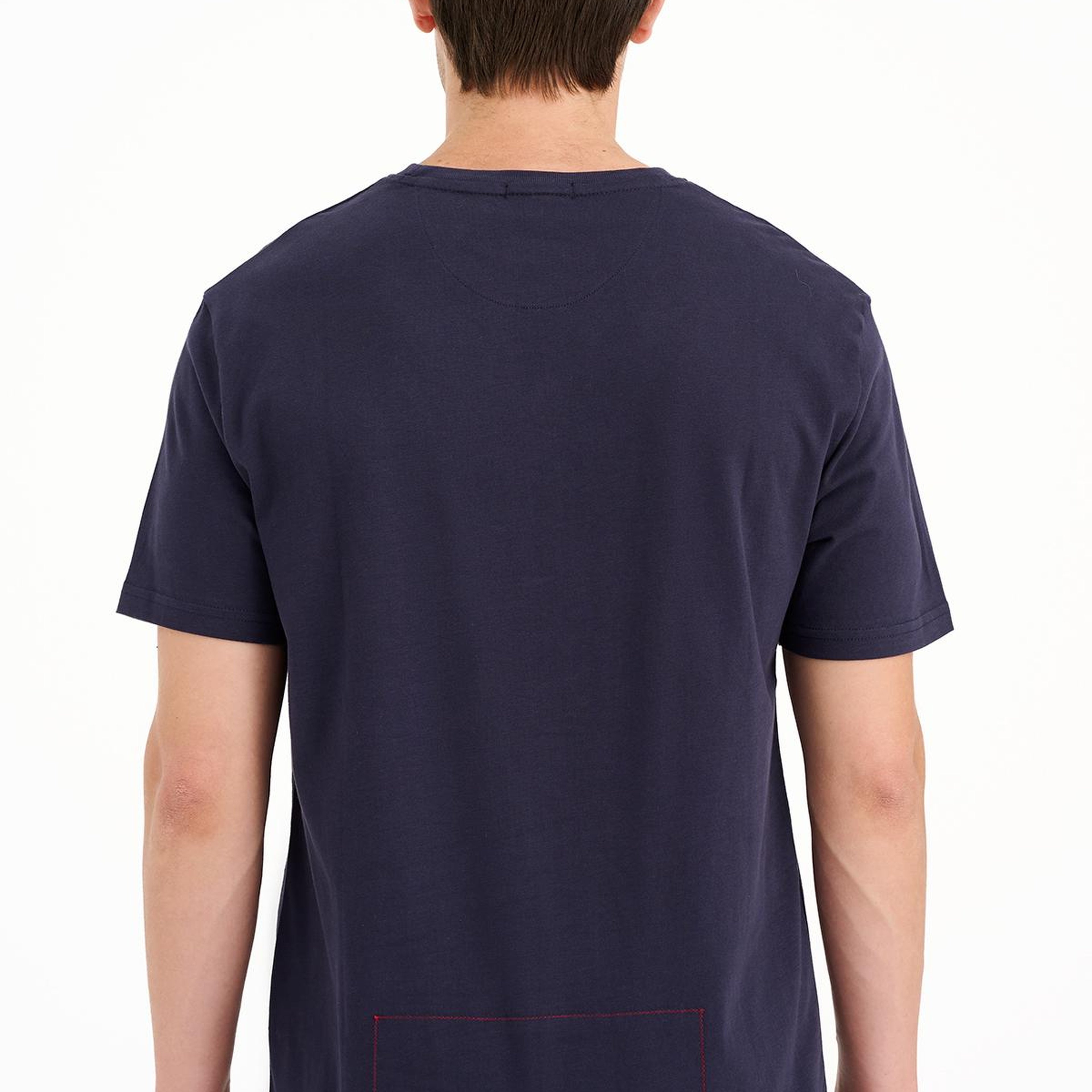 Erkek Lacivert St Blas Baskılı Bisiklet Yaka  T-Shirt
