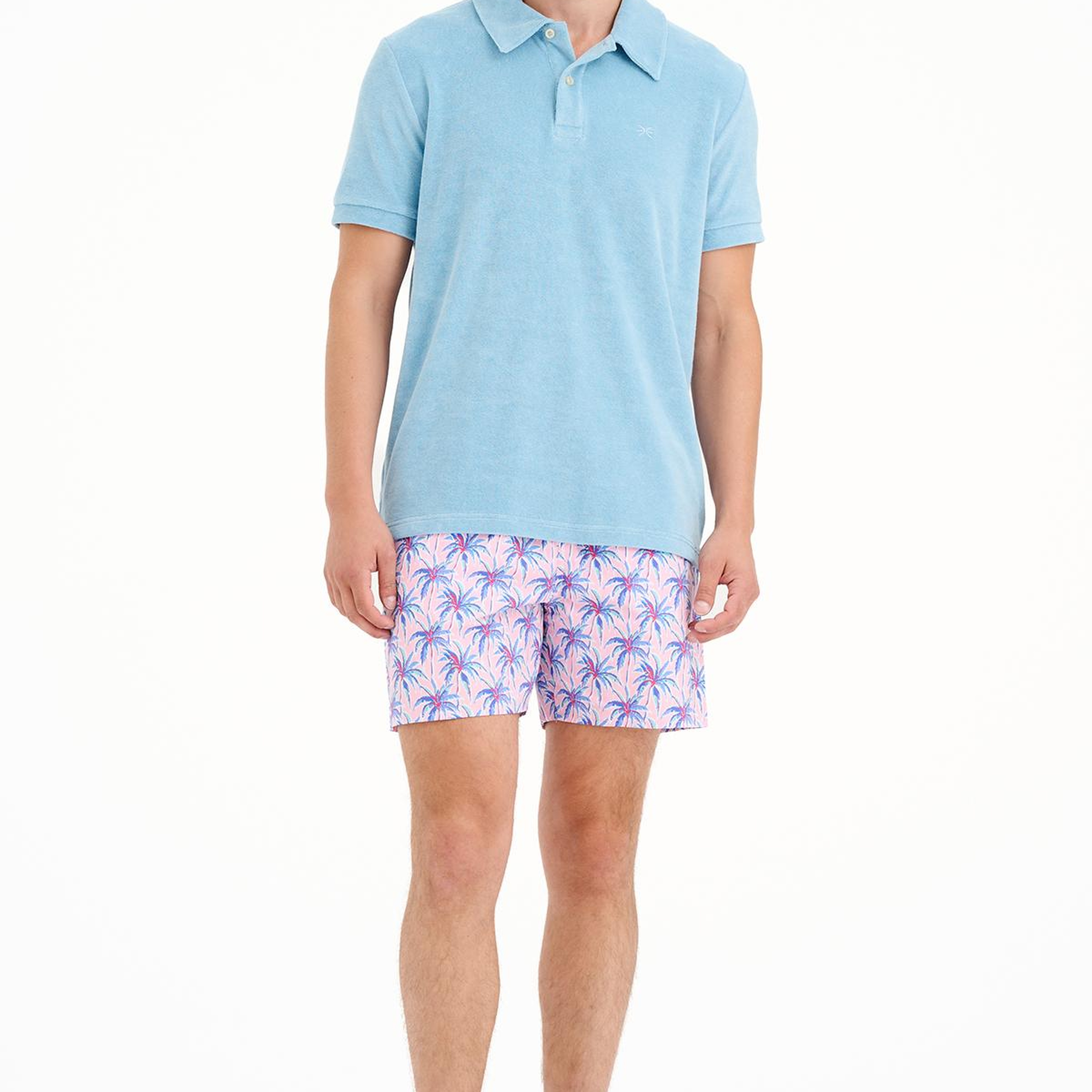 Erkek Mavi Polo Yaka Havlu T-Shirt