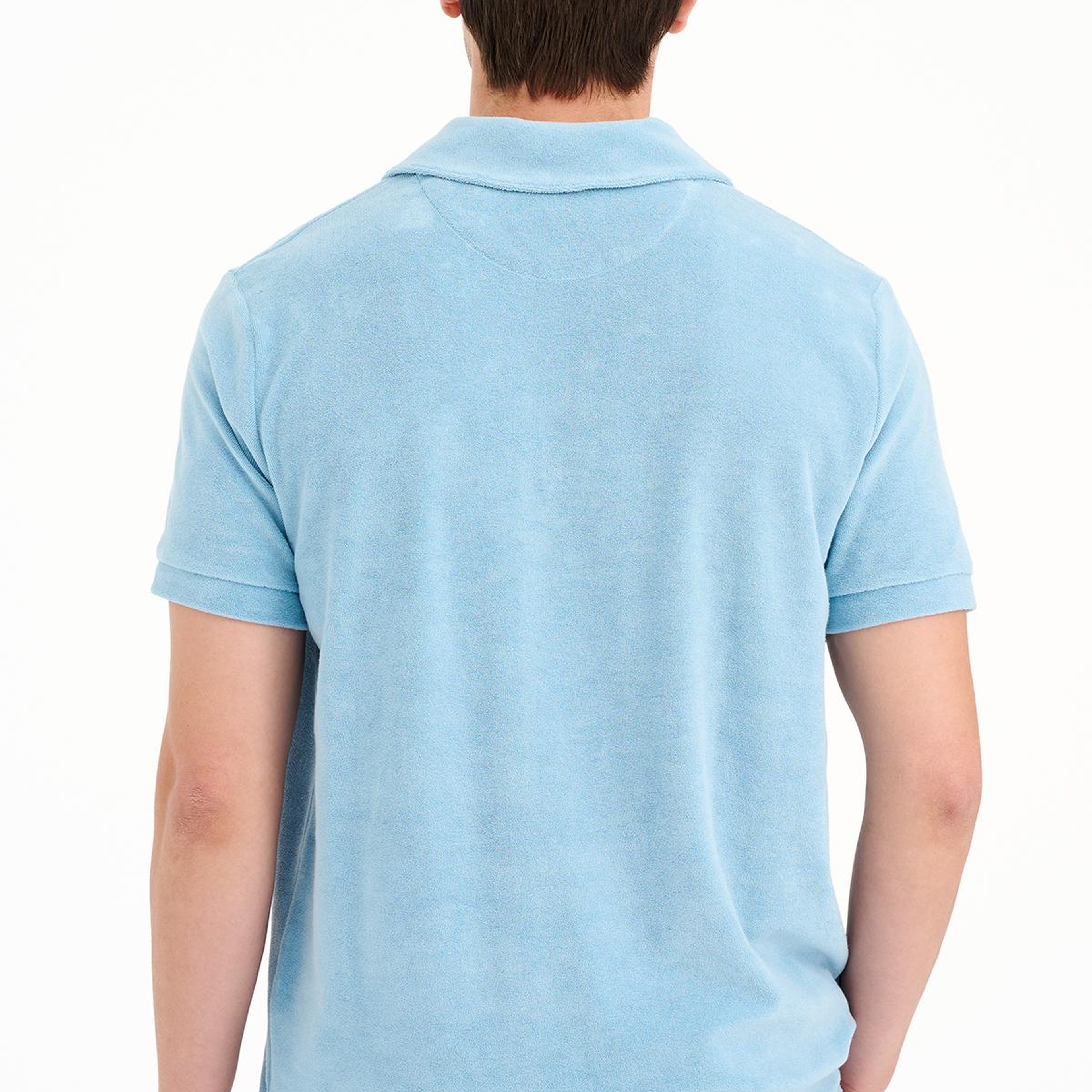 Erkek Mavi Polo Yaka Havlu T-Shirt