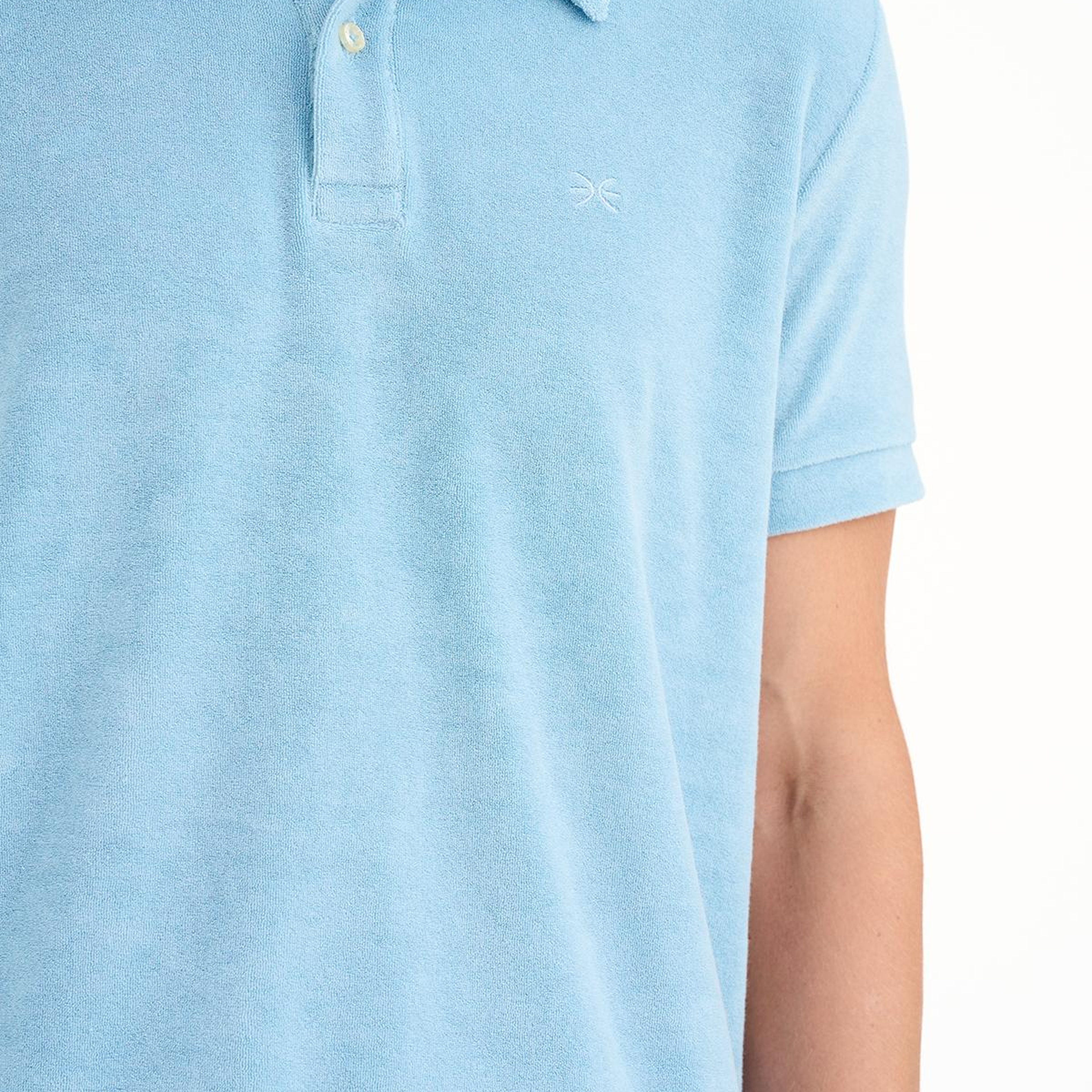 Erkek Mavi Polo Yaka Havlu T-Shirt