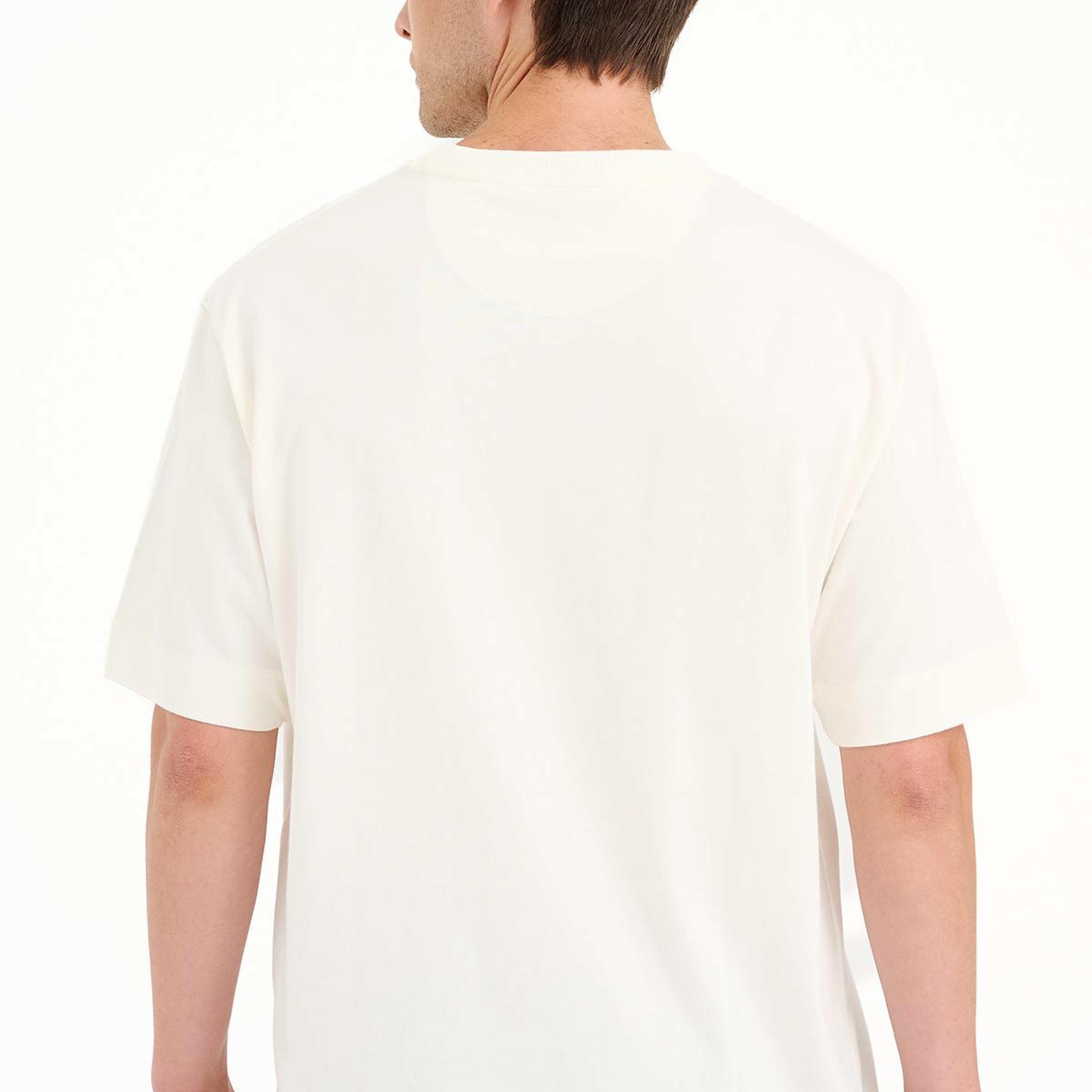 Erkek Beyaz Bisiklet Yaka Heavy Jersey T-Shirt