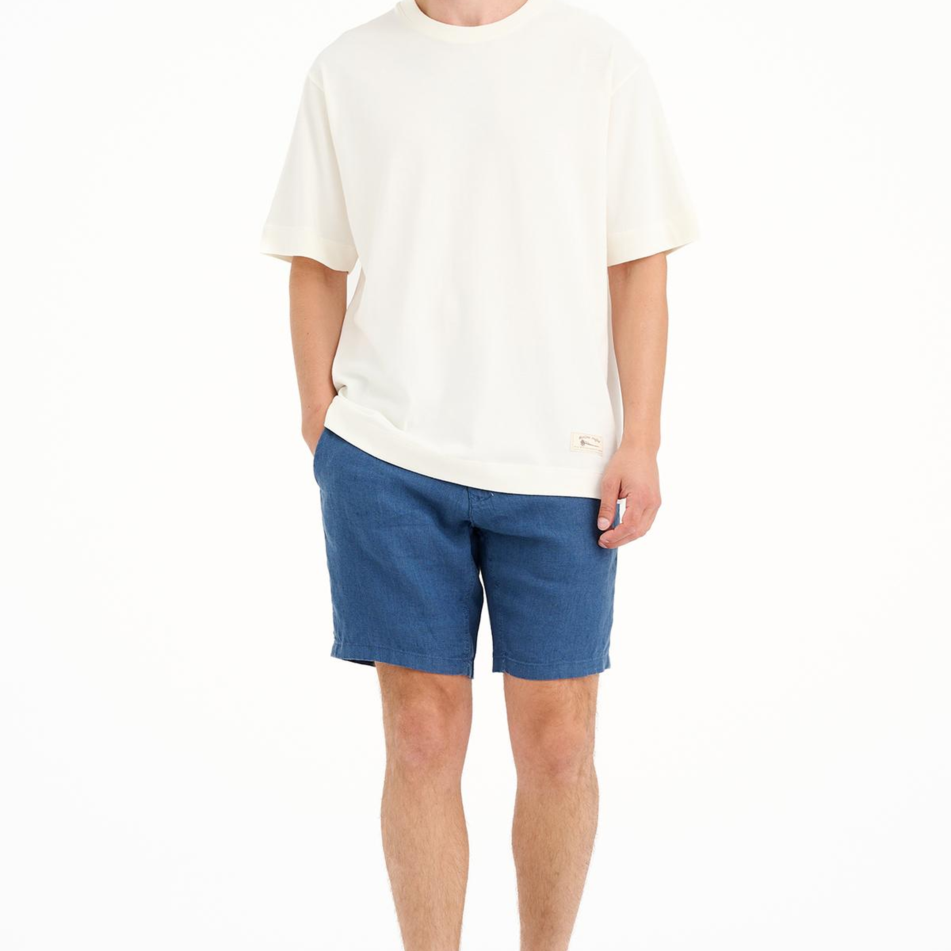 Erkek Beyaz Bisiklet Yaka Heavy Jersey T-Shirt